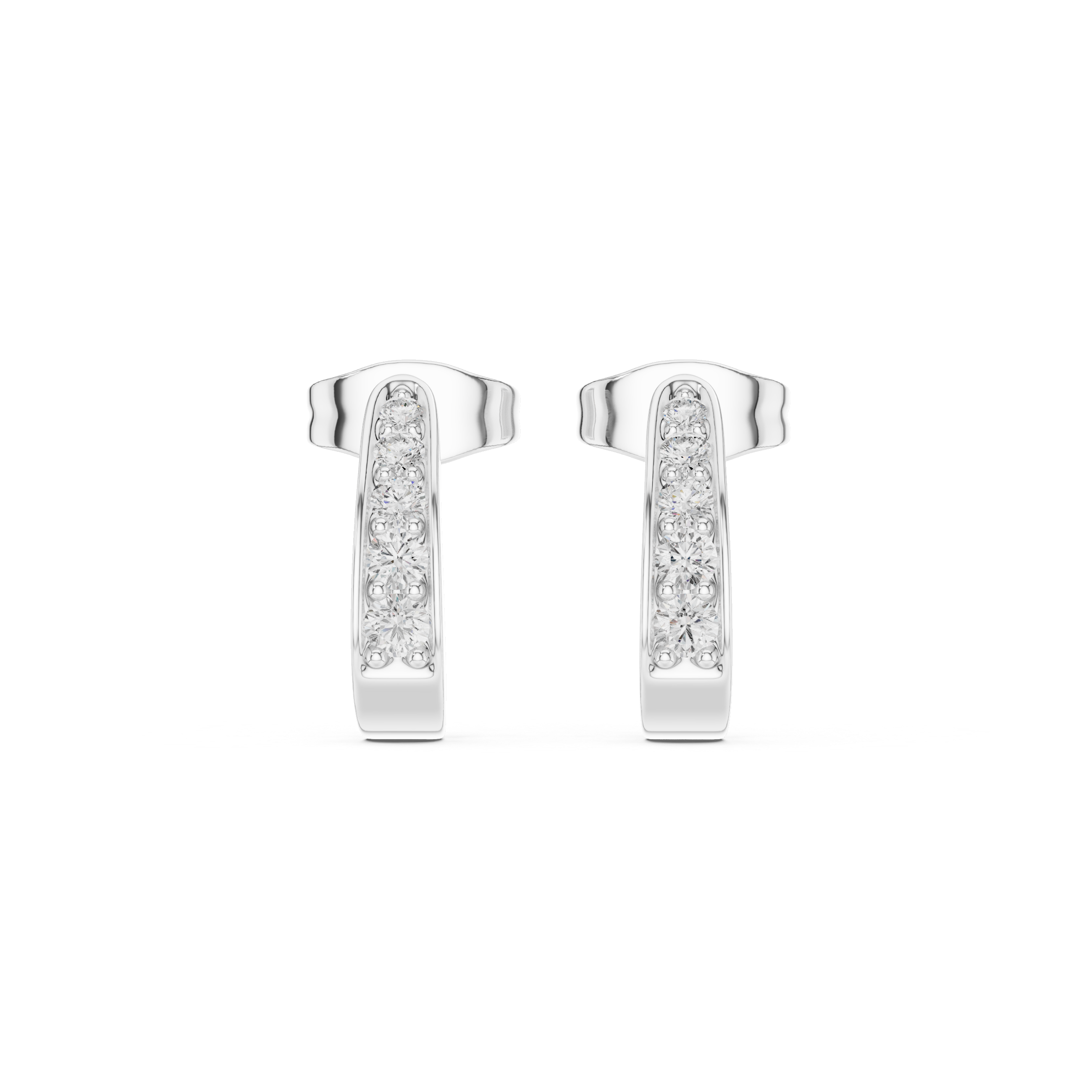 Channel Set Diamond Huggie Hoop Earrings