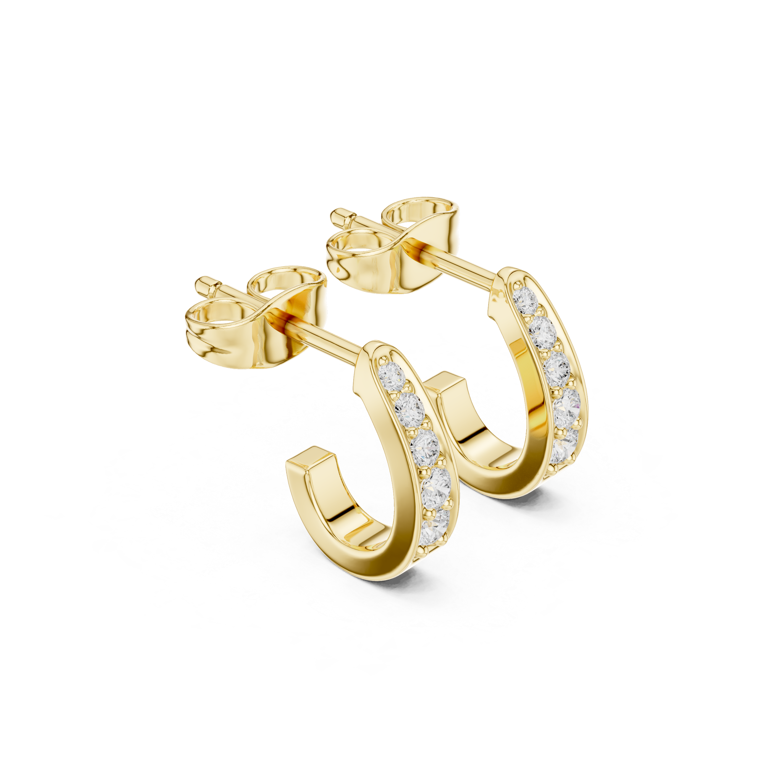 Channel Set Diamond Huggie Hoop Earrings