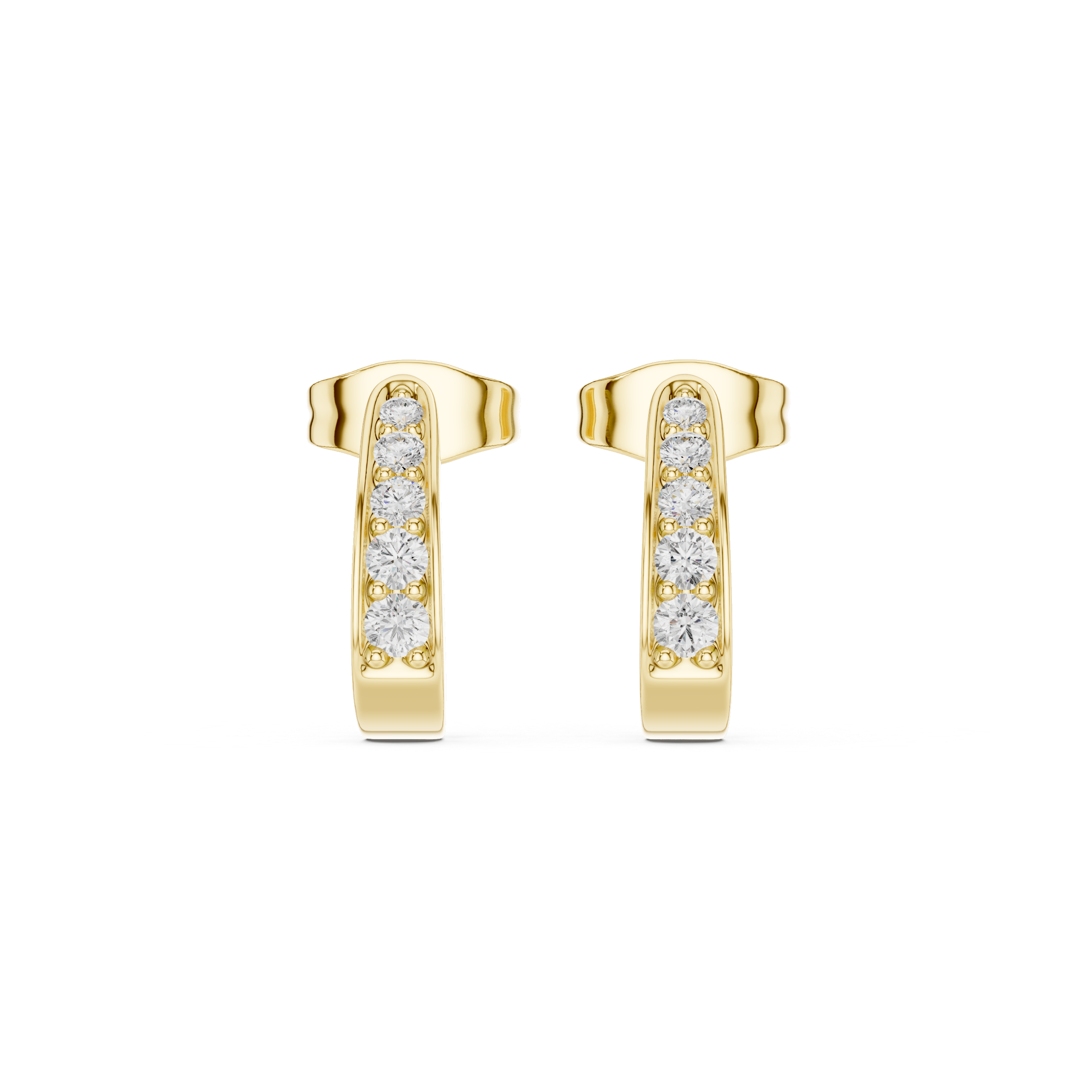 Channel Set Diamond Huggie Hoop Earrings