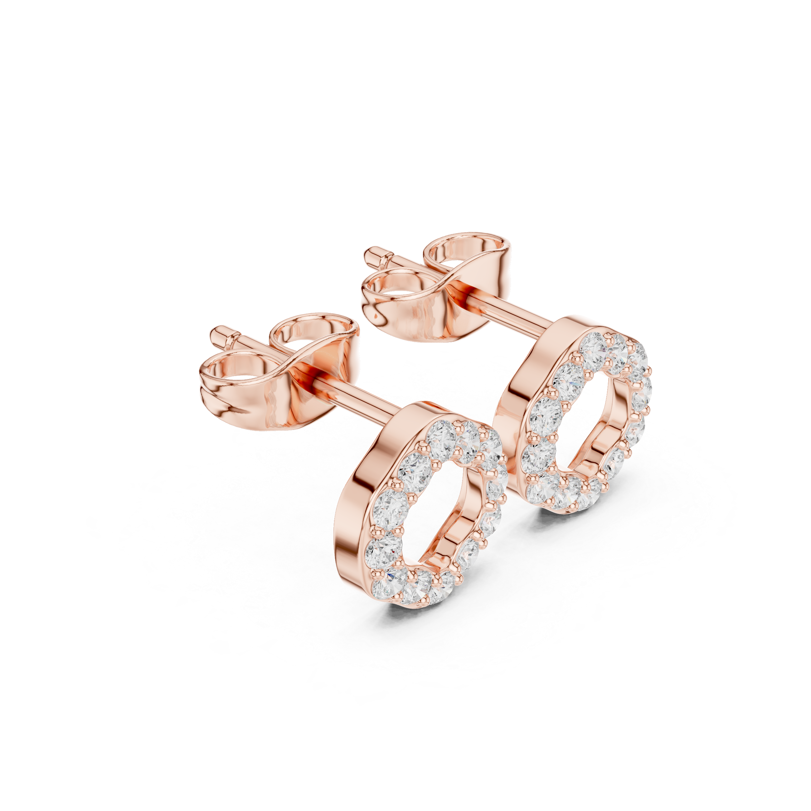 Open Circle Diamond Stud Earrings