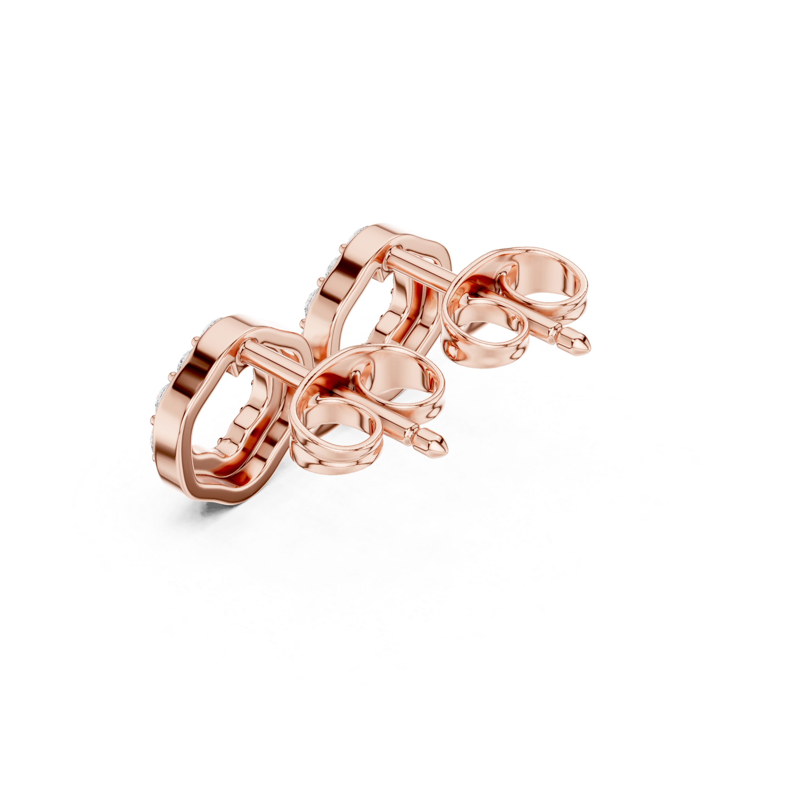 Open Circle Diamond Stud Earrings