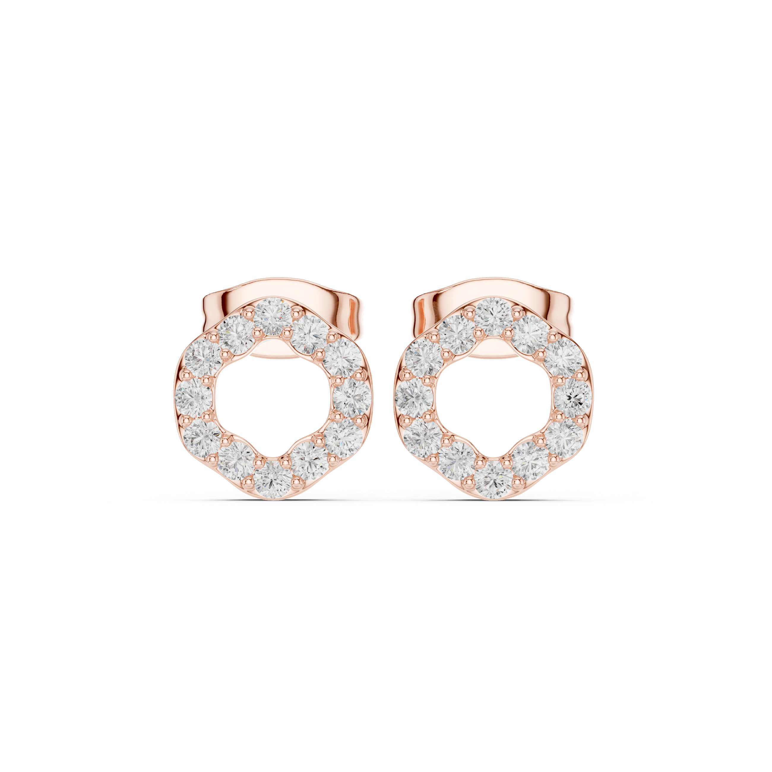 Open Circle Diamond Stud Earrings