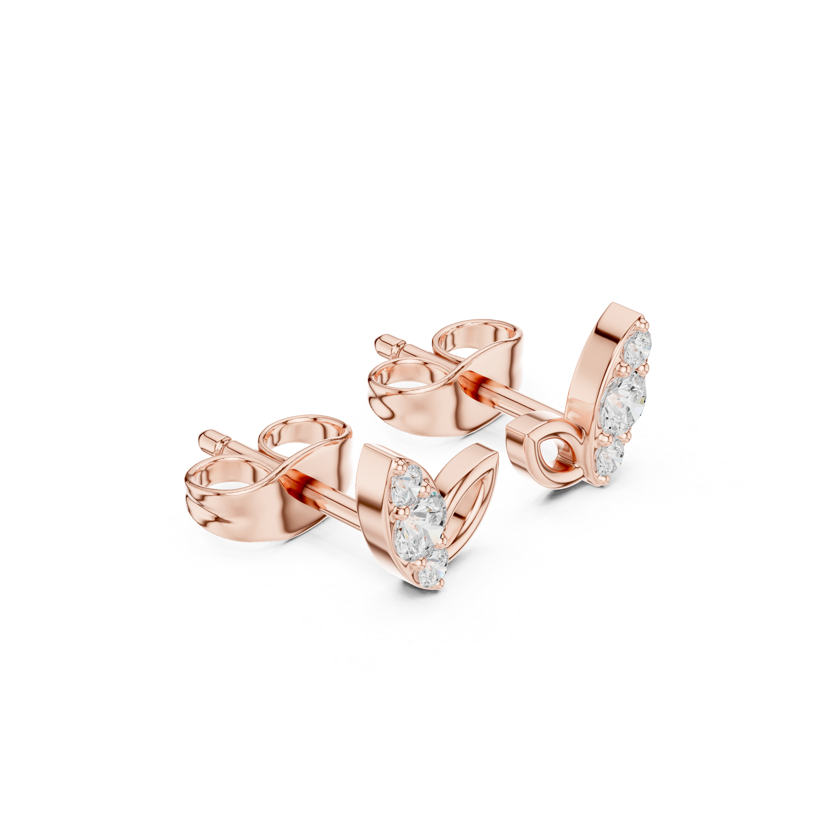 Leaf-Inspired Diamond Stud Earrings