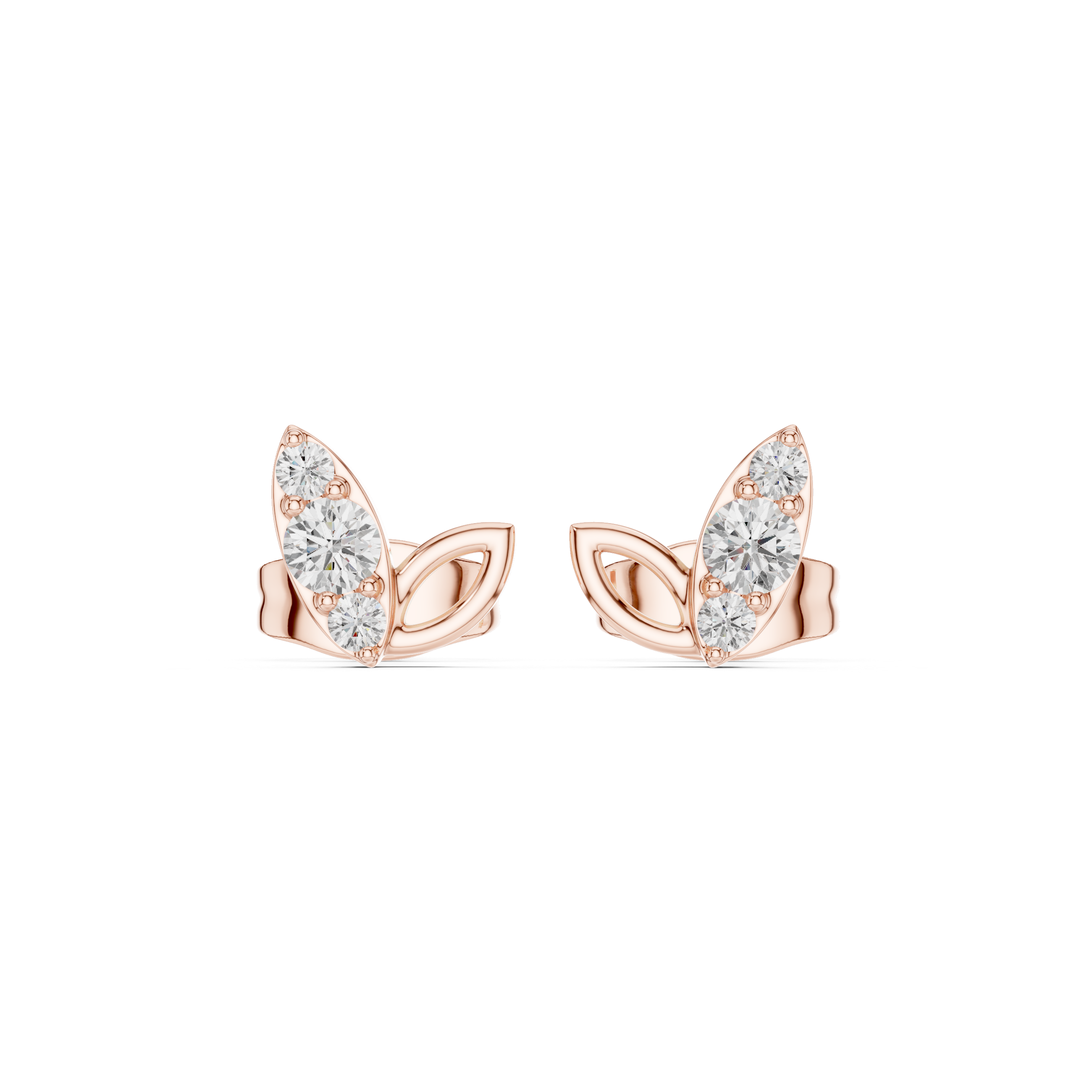 Leaf-Inspired Diamond Stud Earrings