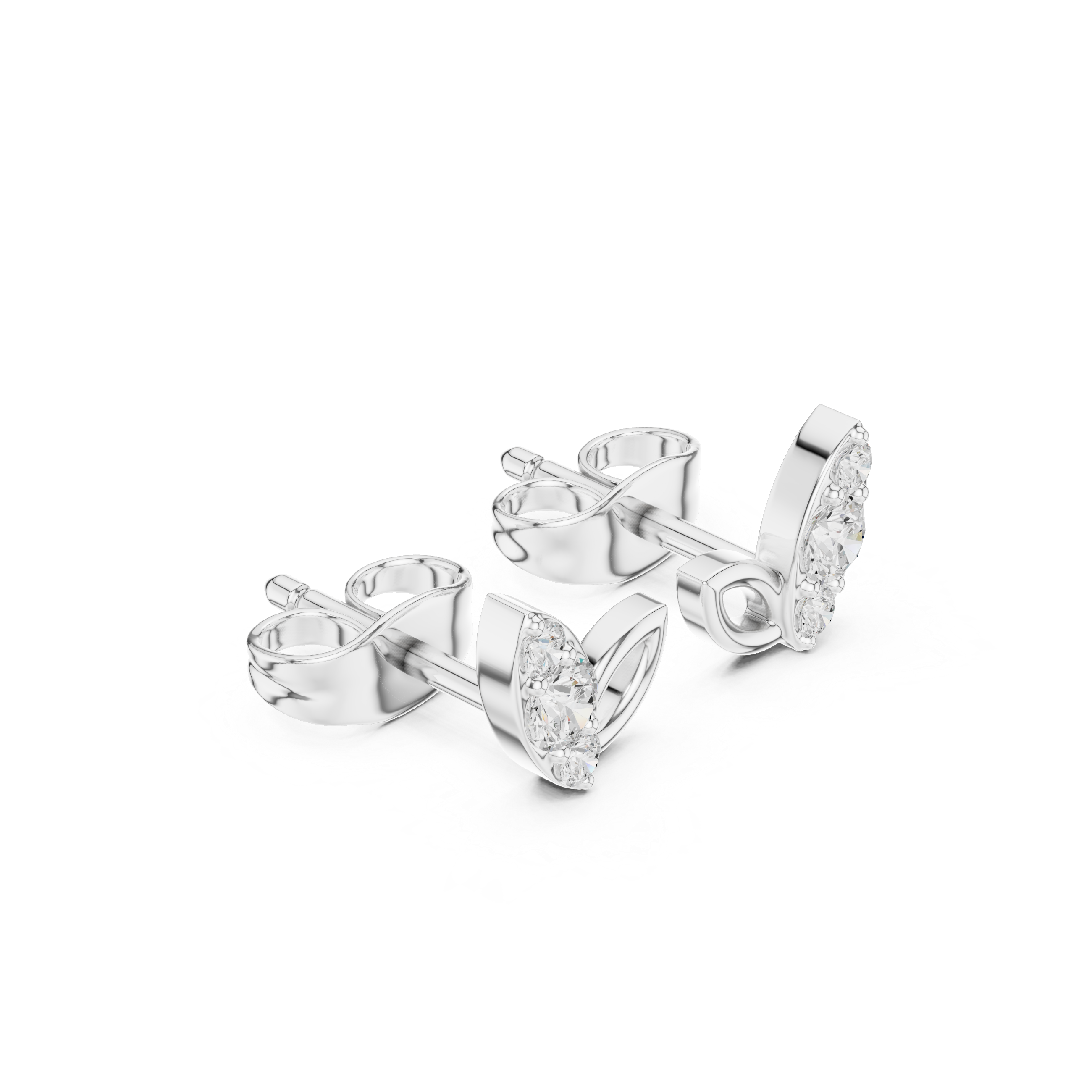 Leaf-Inspired Diamond Stud Earrings
