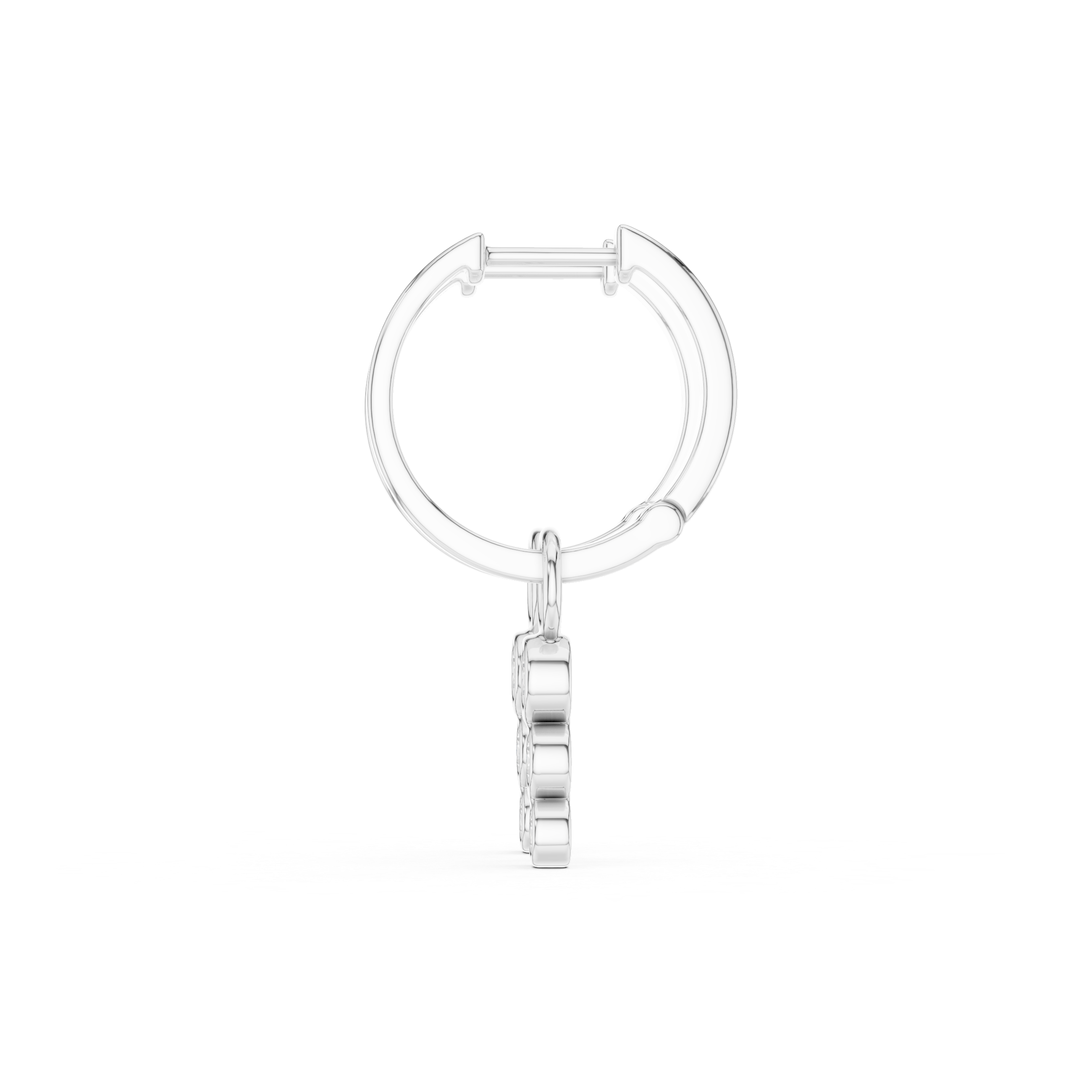Minimal Bezel Diamond Drop Hoop Earrings