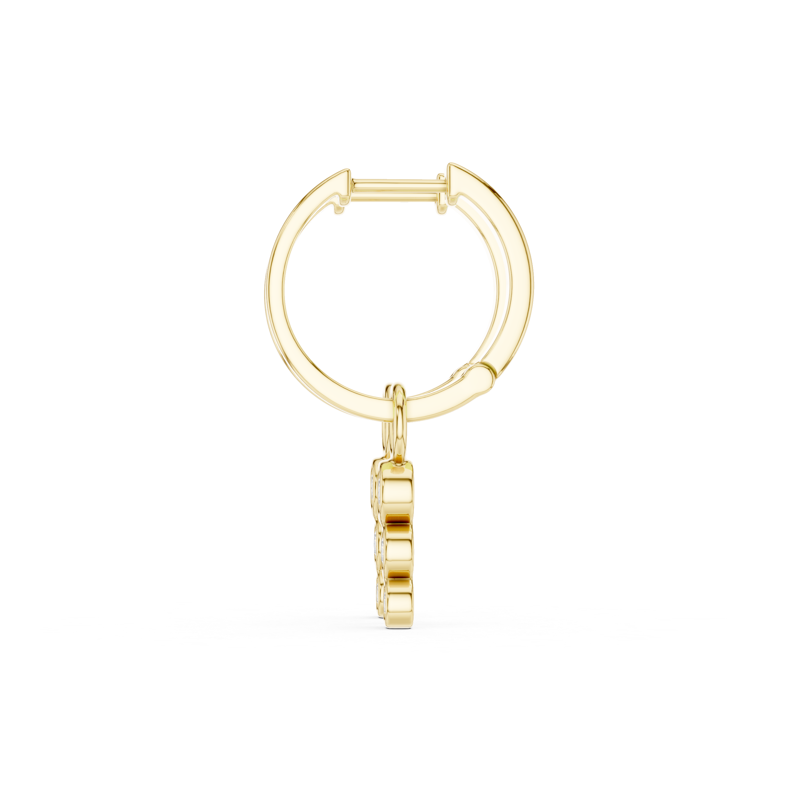 Minimal Bezel Diamond Drop Hoop Earrings