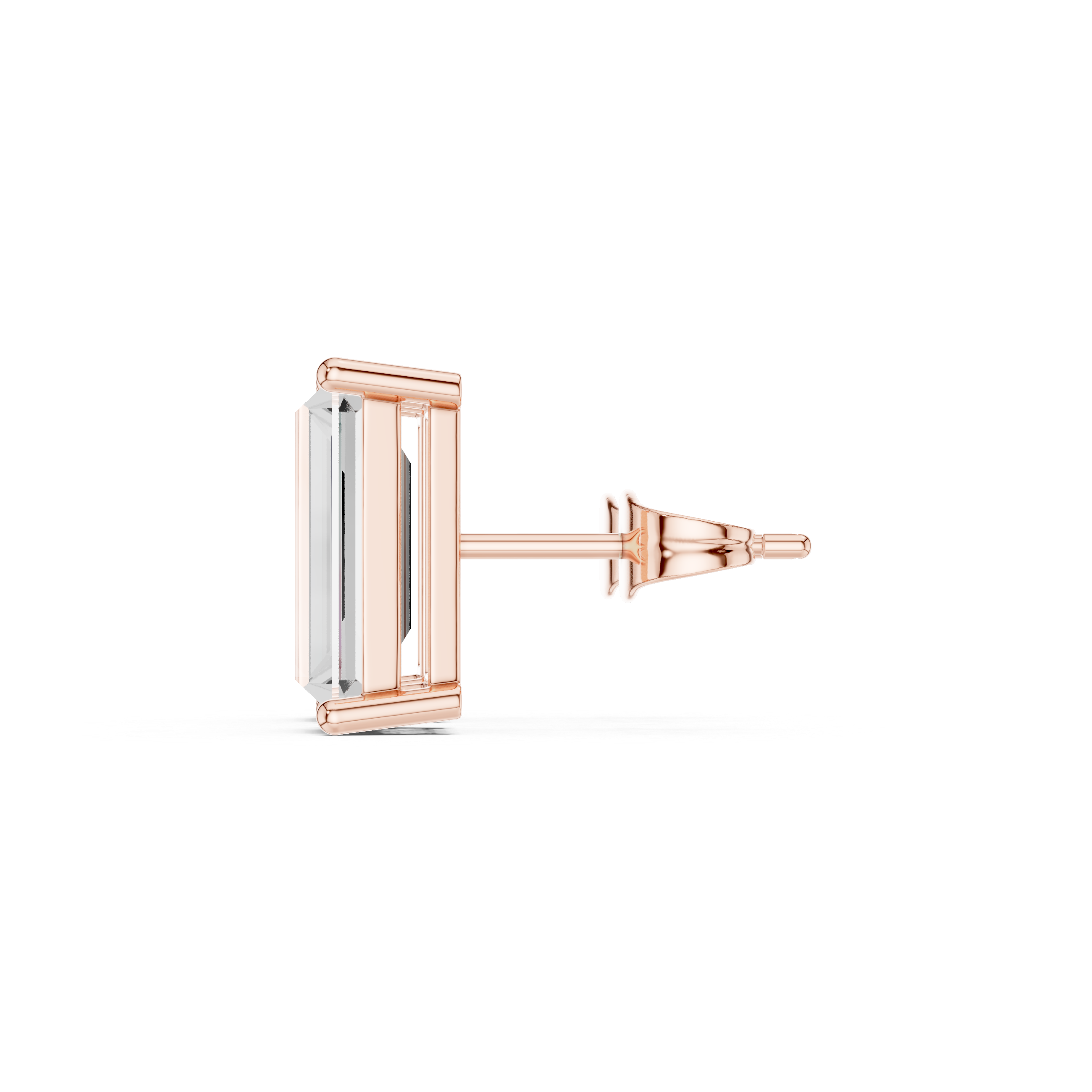 Baguette Cut Solitaire Stud Earrings