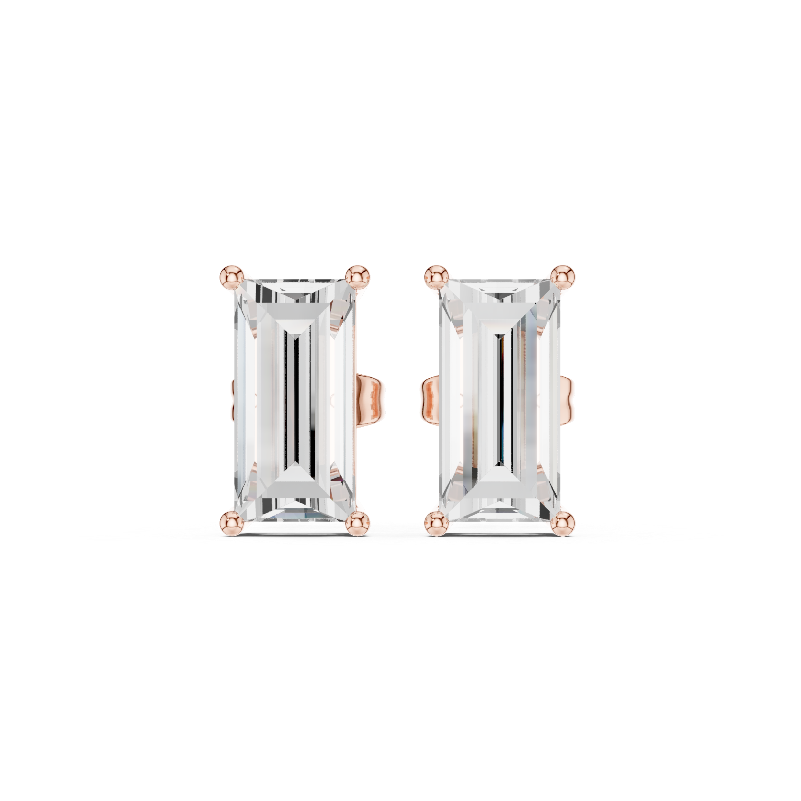 Baguette Cut Solitaire Stud Earrings
