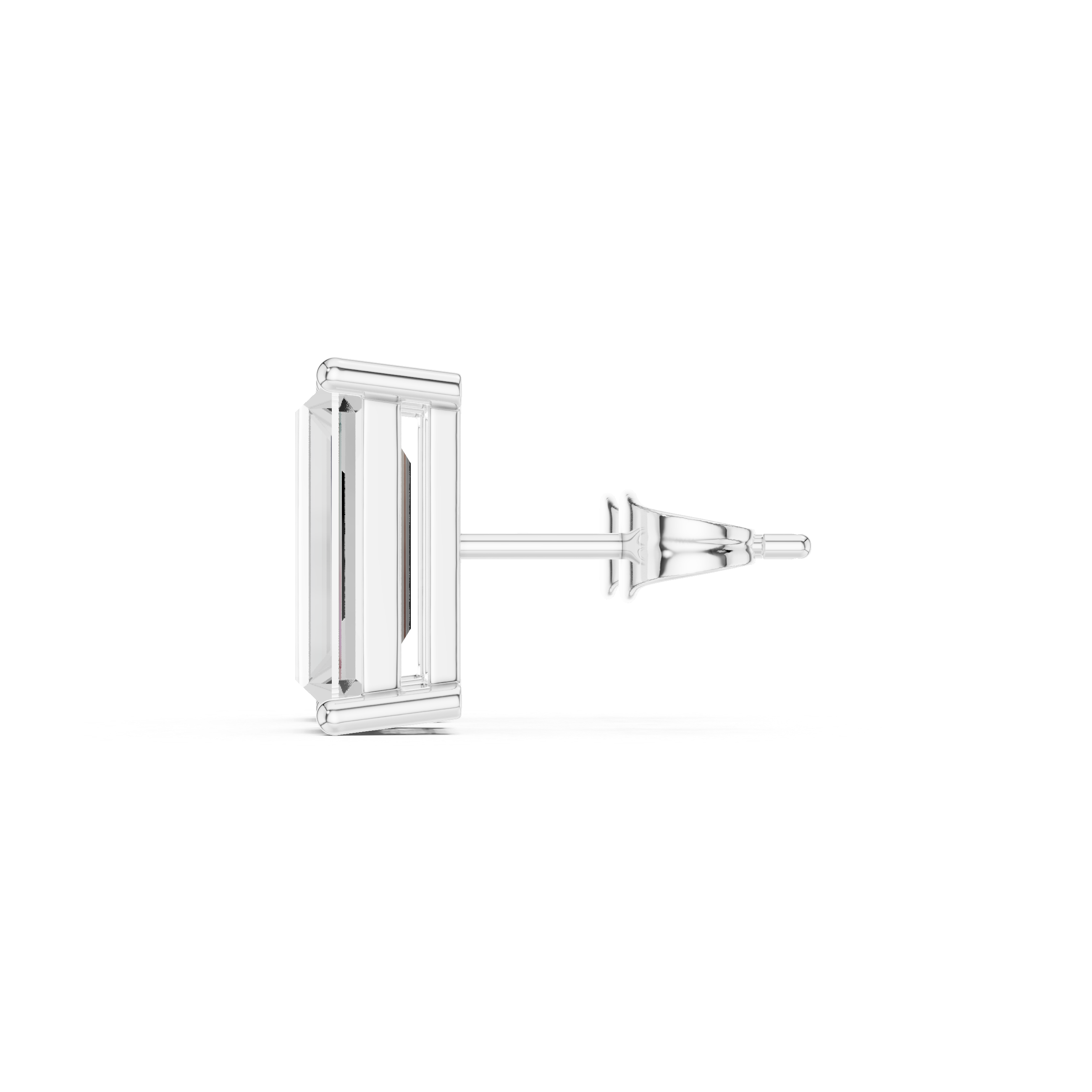 Baguette Cut Solitaire Stud Earrings