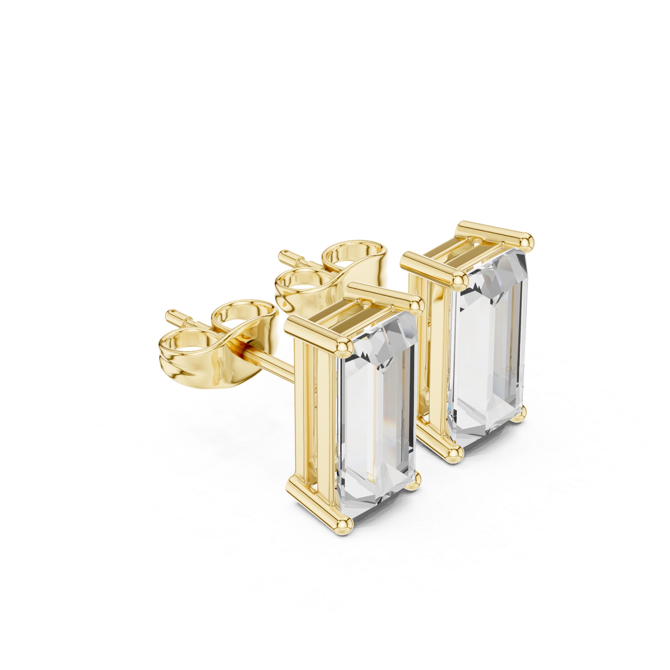 Baguette Cut Solitaire Stud Earrings