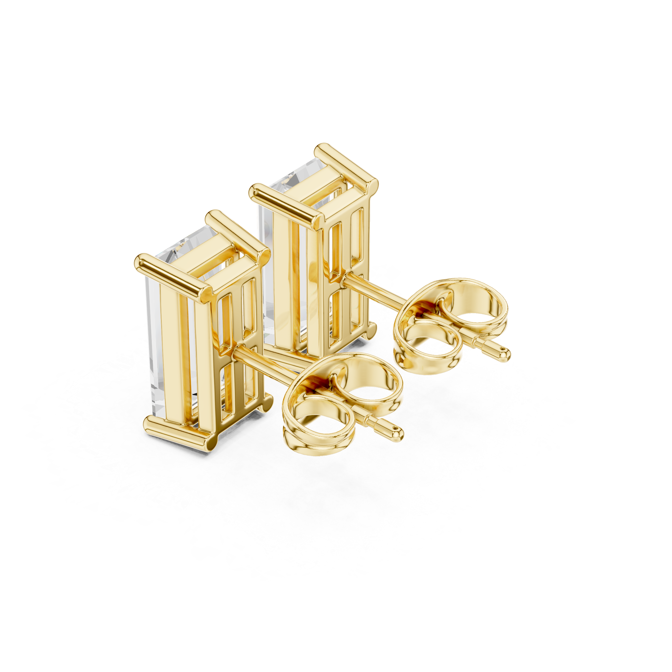 Baguette Cut Solitaire Stud Earrings