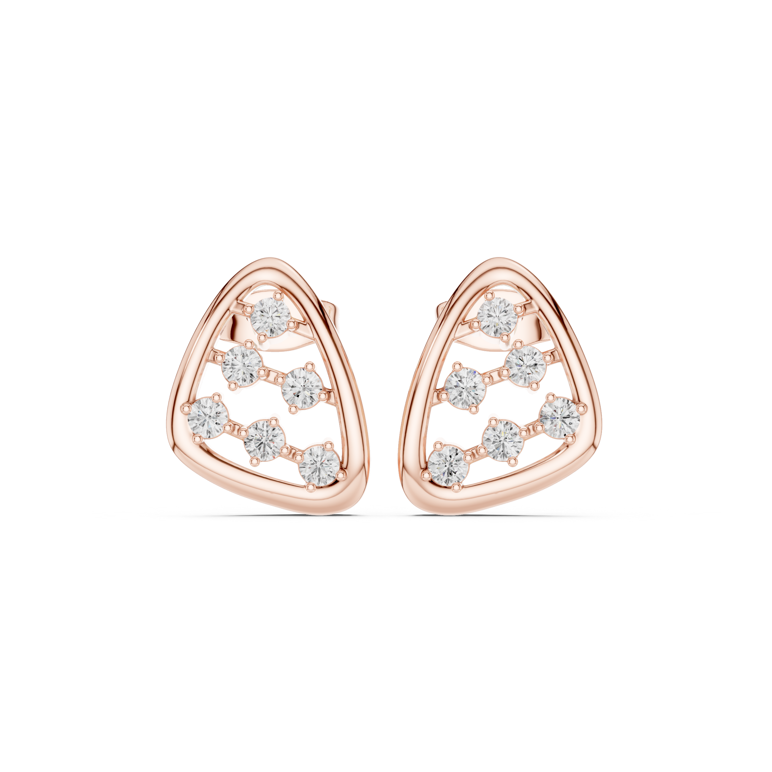 Open Triangle Diamond Accent Stud Earrings