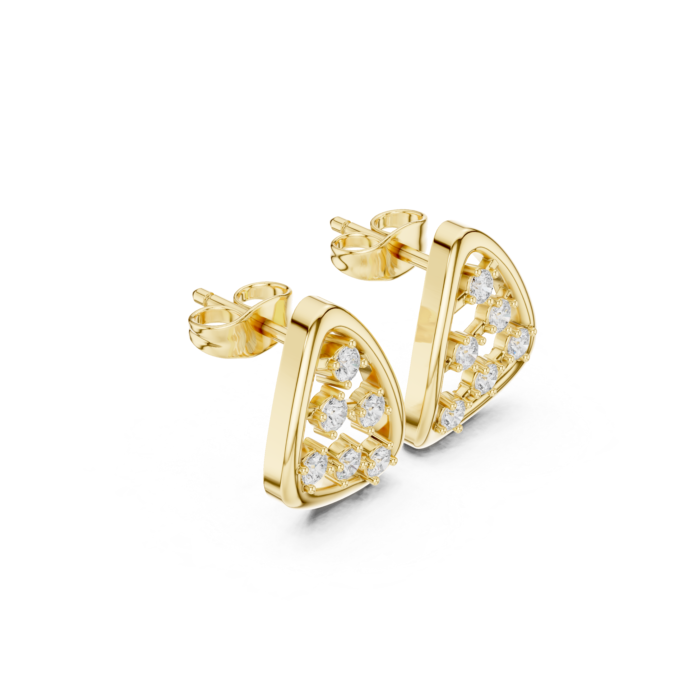 Open Triangle Diamond Accent Stud Earrings