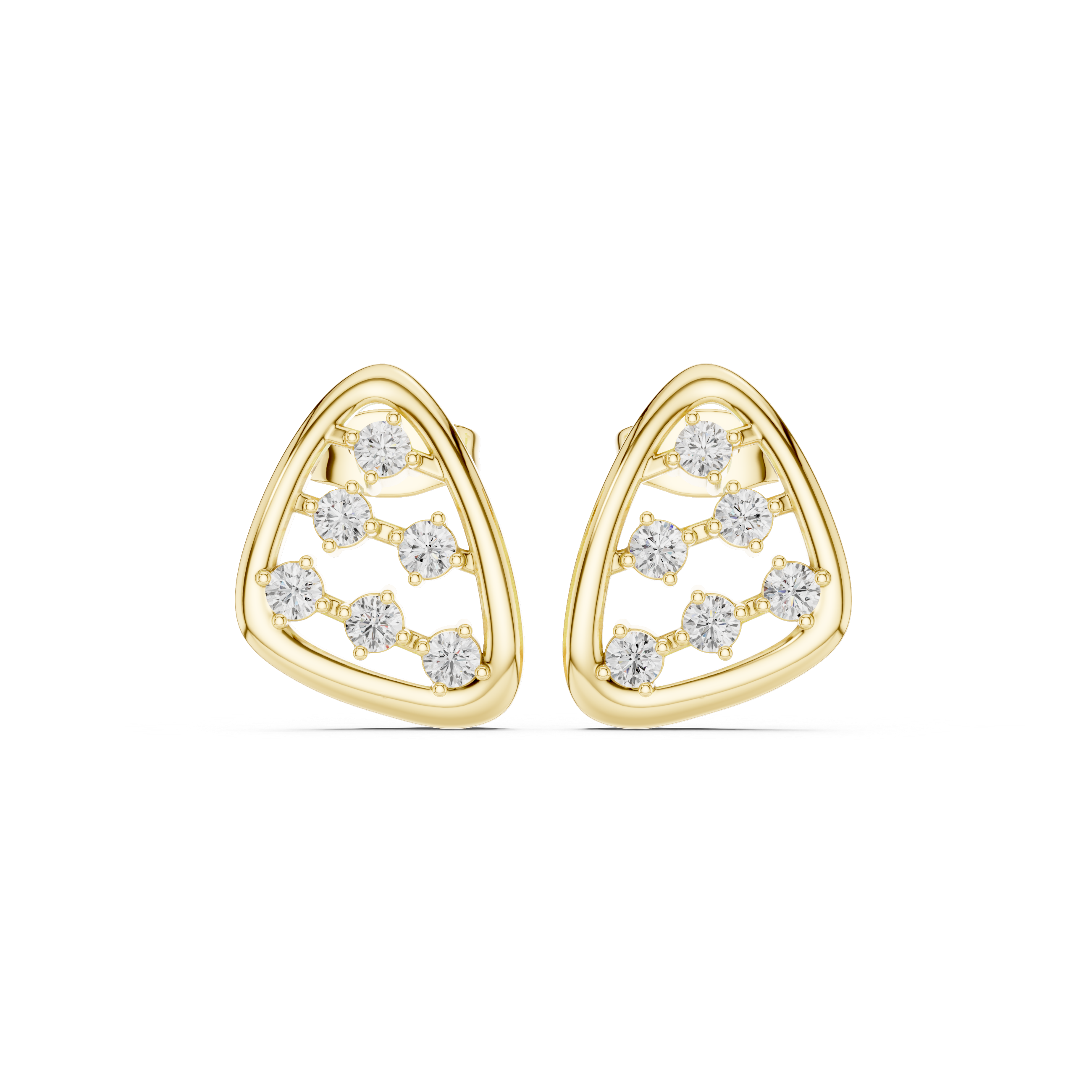Open Triangle Diamond Accent Stud Earrings
