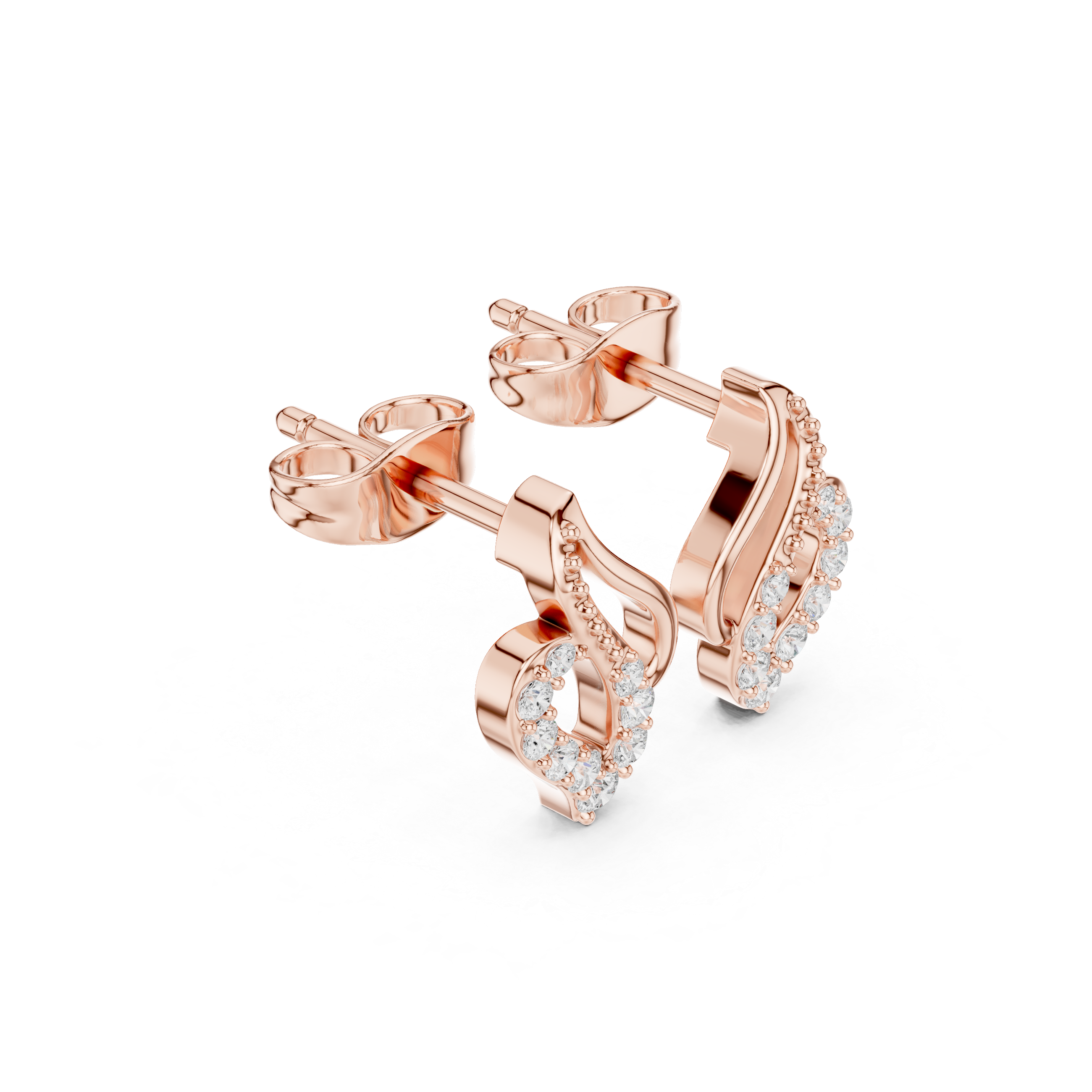 Open Heart Twist Diamond Stud Earrings