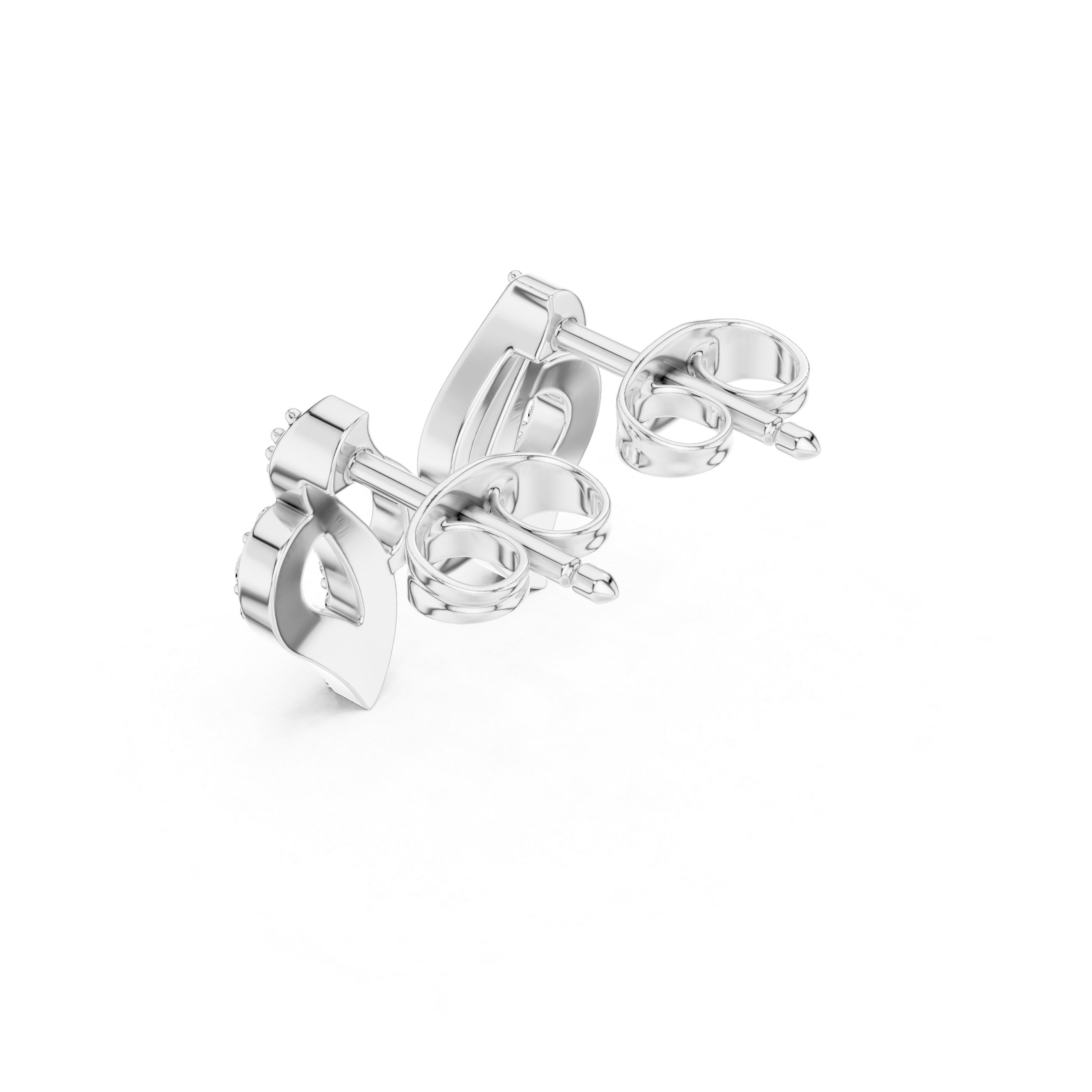 Open Heart Twist Diamond Stud Earrings