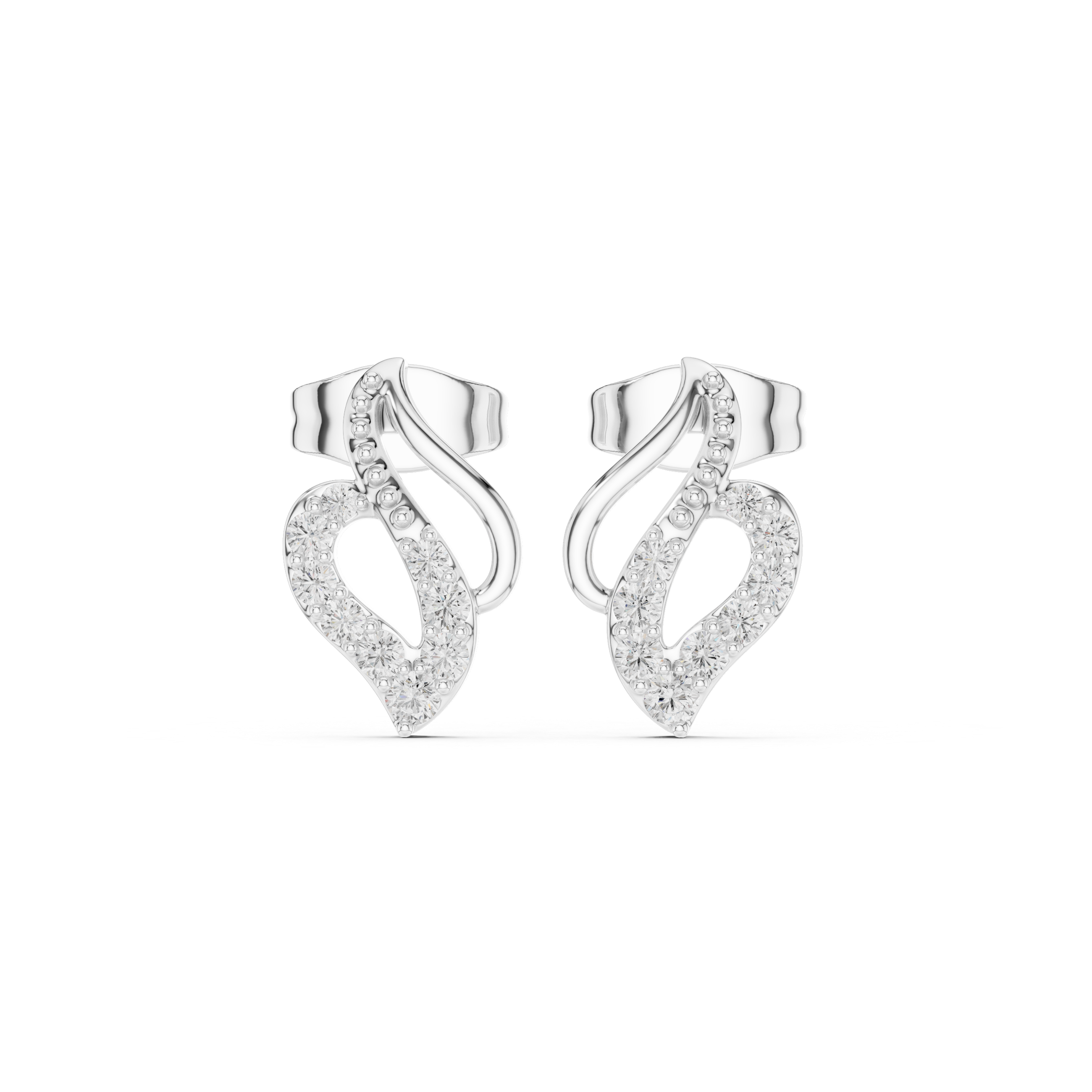 Open Heart Twist Diamond Stud Earrings