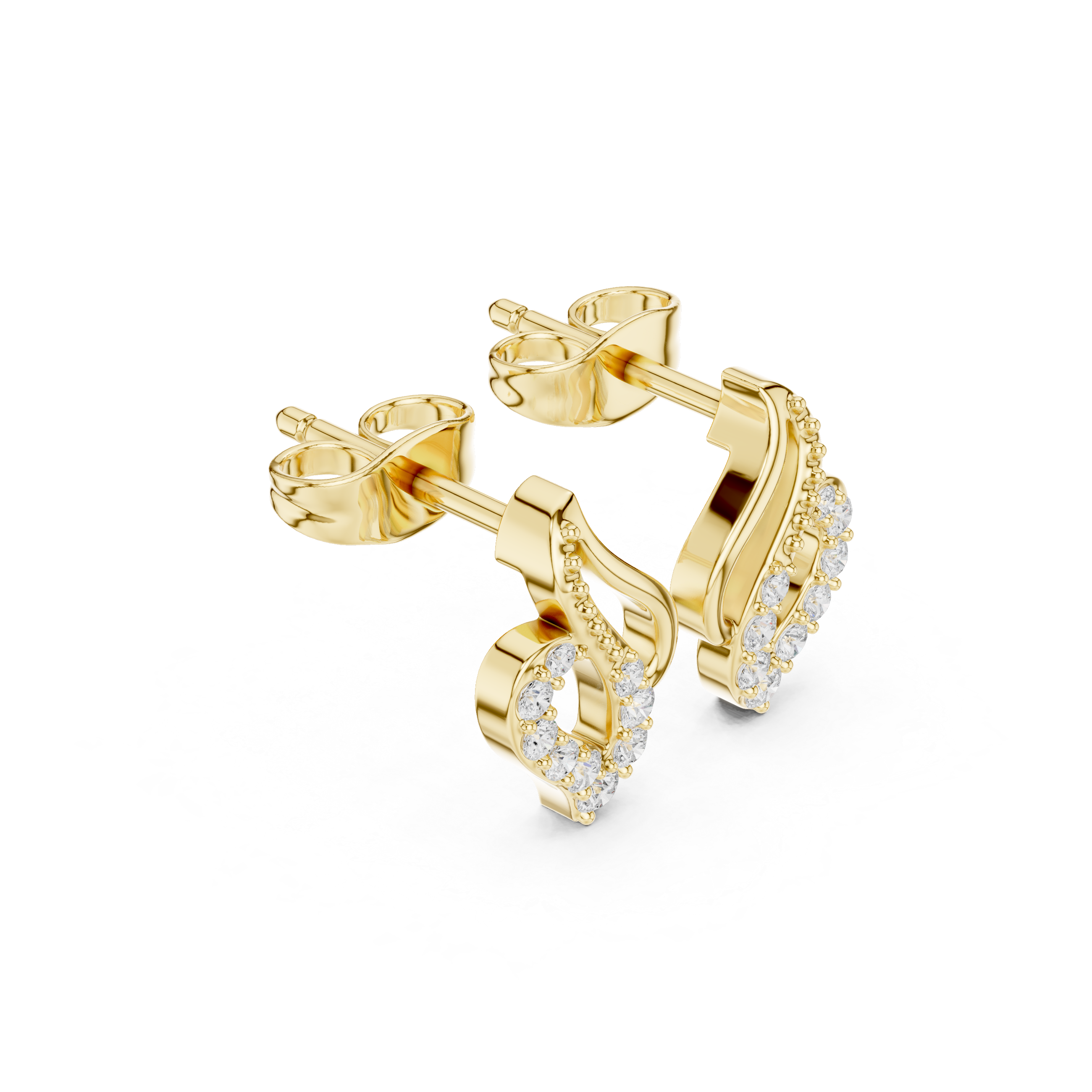 Open Heart Twist Diamond Stud Earrings