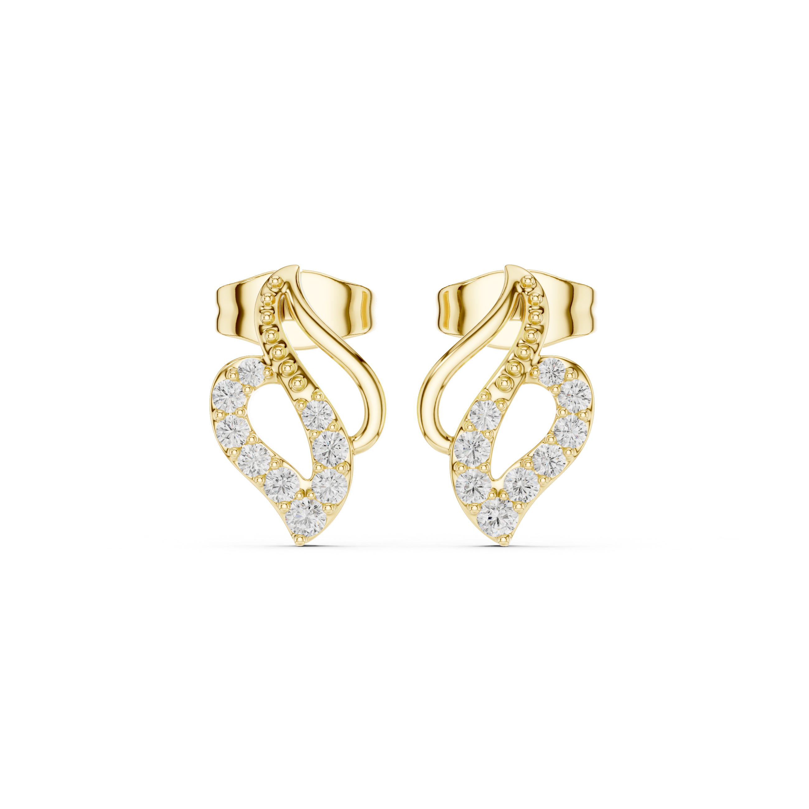 Open Heart Twist Diamond Stud Earrings