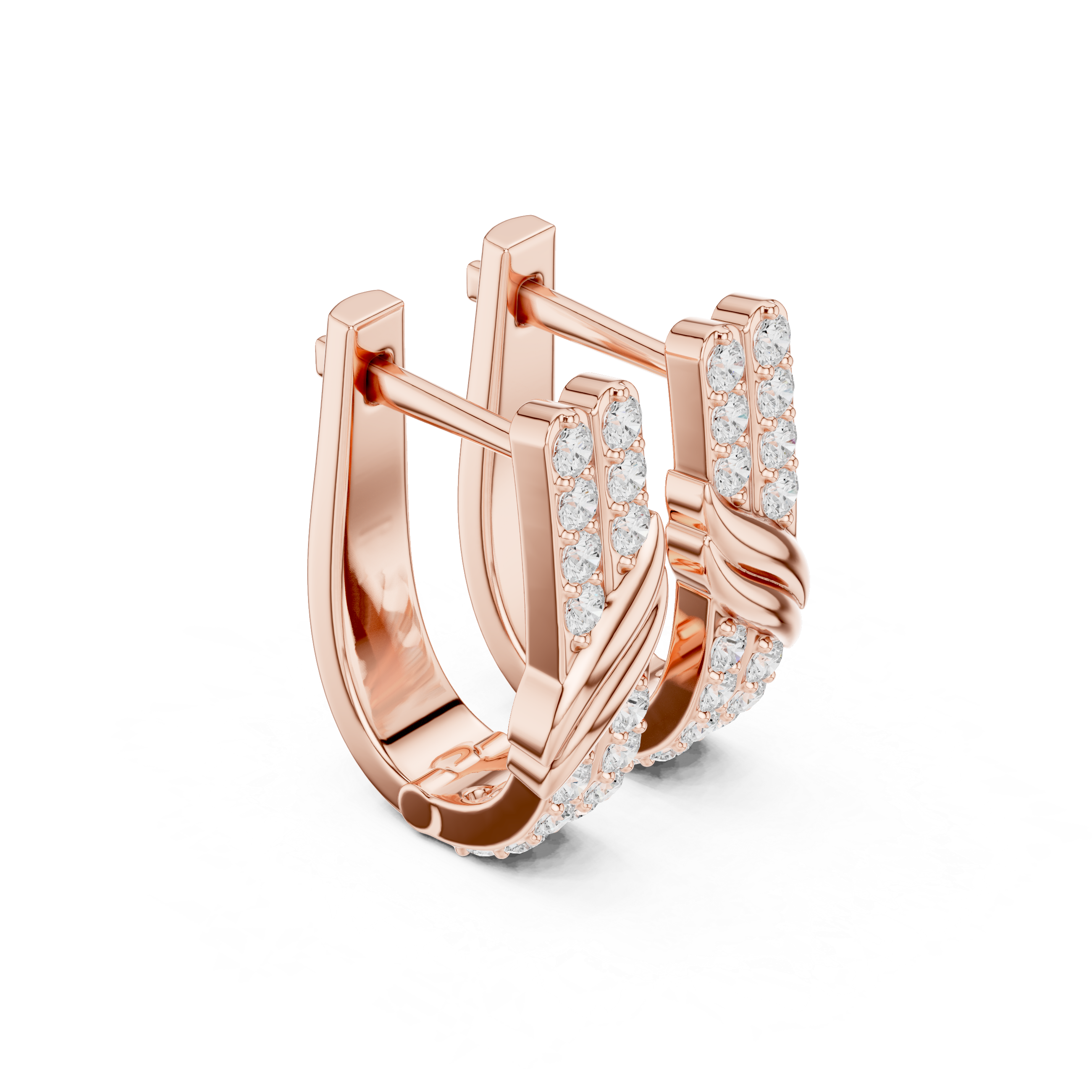 Twisted Bar Diamond Hoop Earrings
