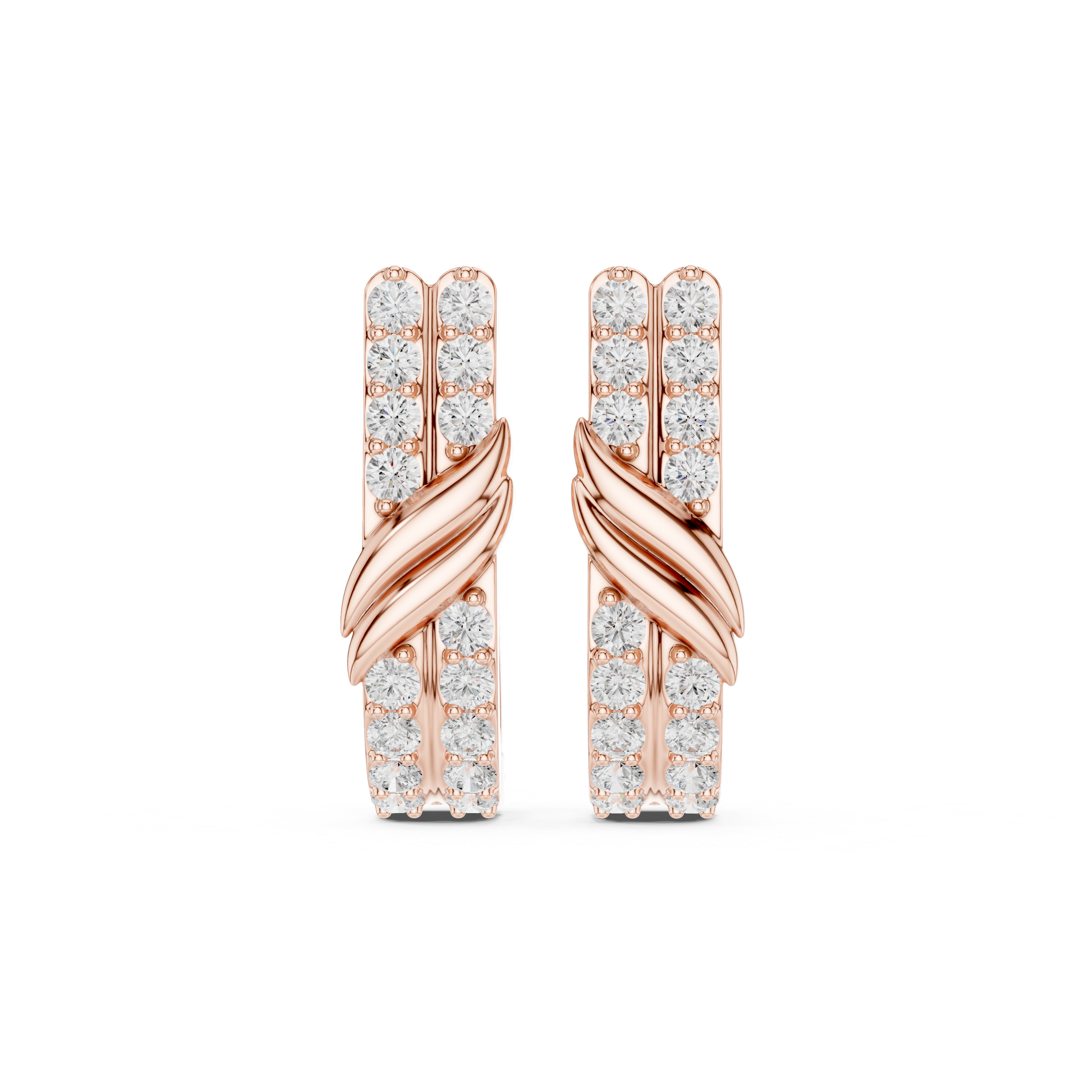 Twisted Bar Diamond Hoop Earrings