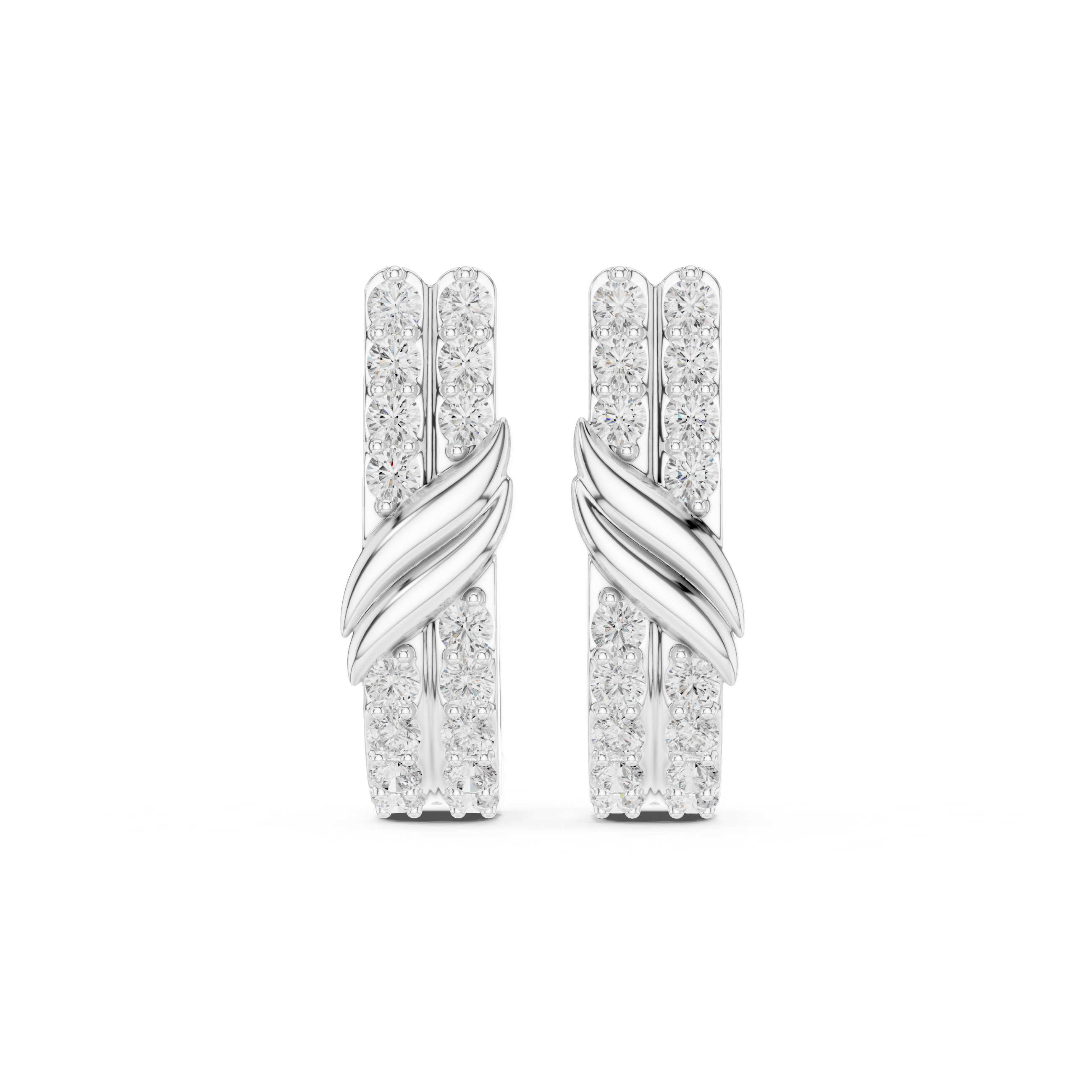 Twisted Bar Diamond Hoop Earrings