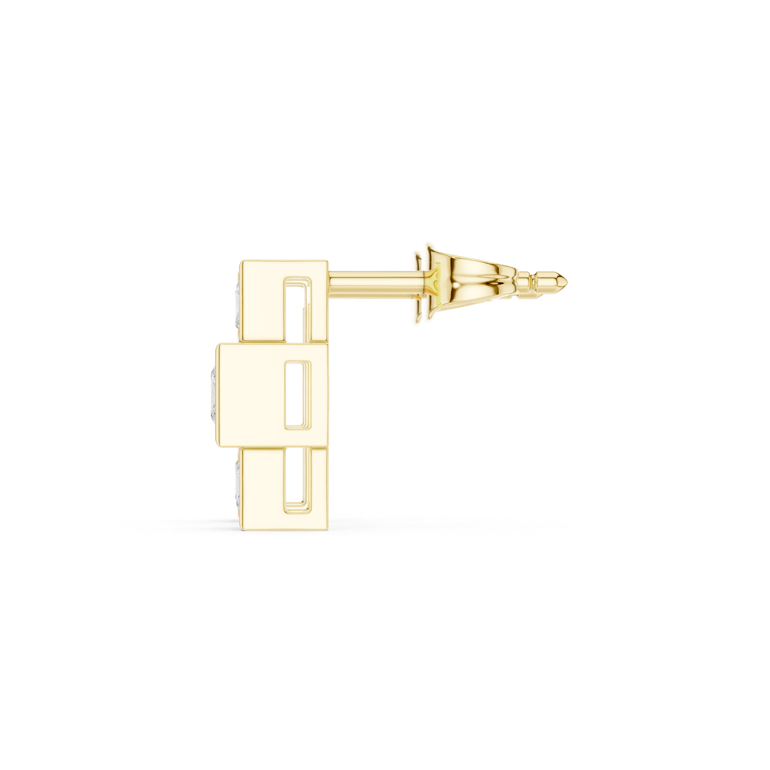 Princess Cut Three-Stone Vertical Drop Earrings