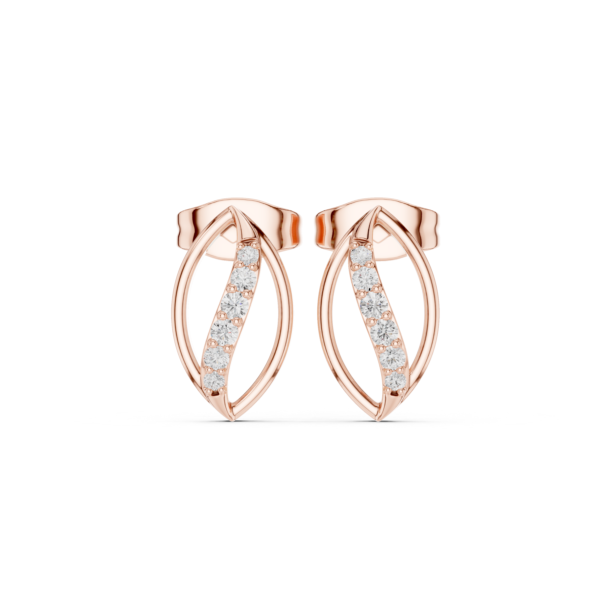 Minimal Leaf Curve Diamond Stud Earrings