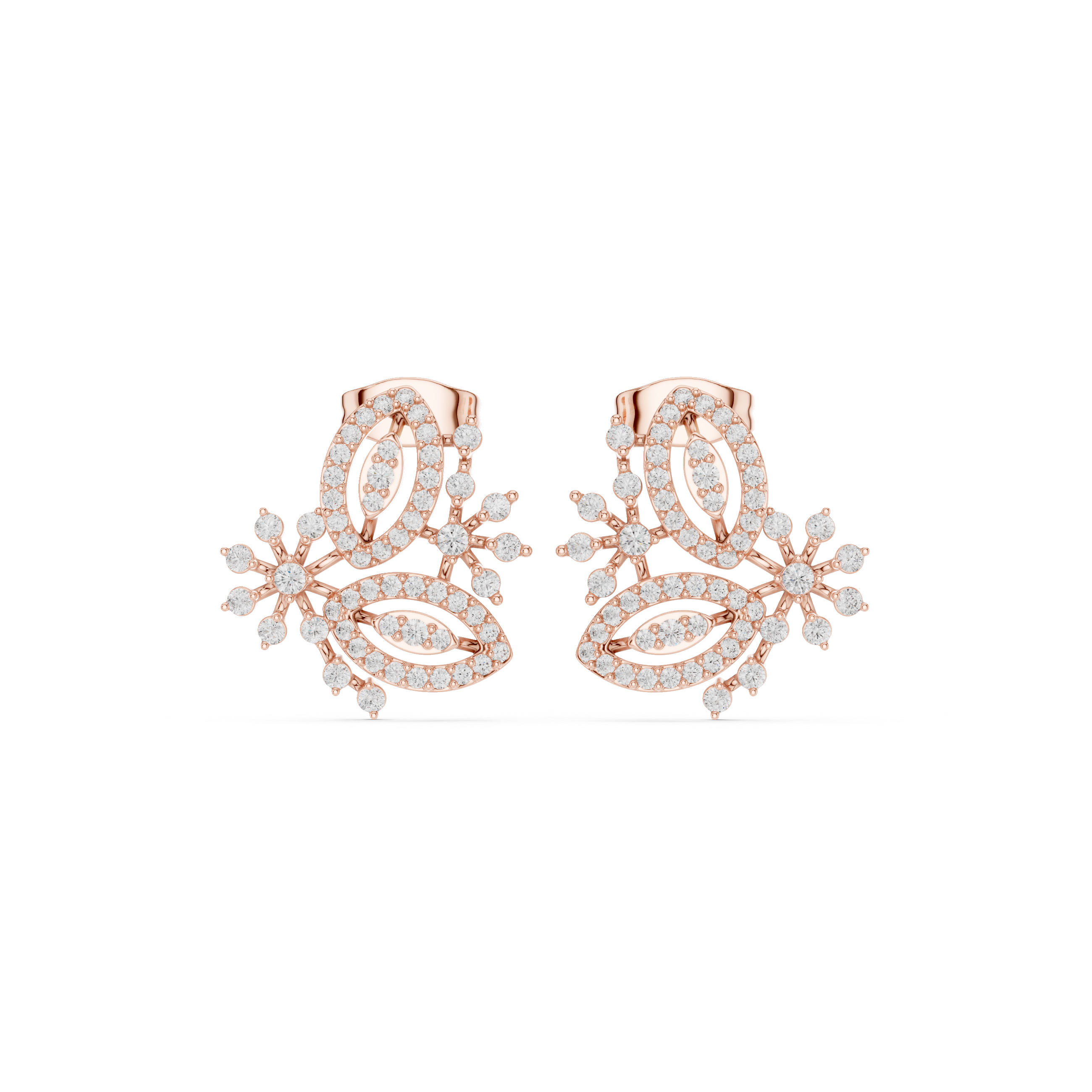 Floral Marquise Halo Diamond Statement Earrings
