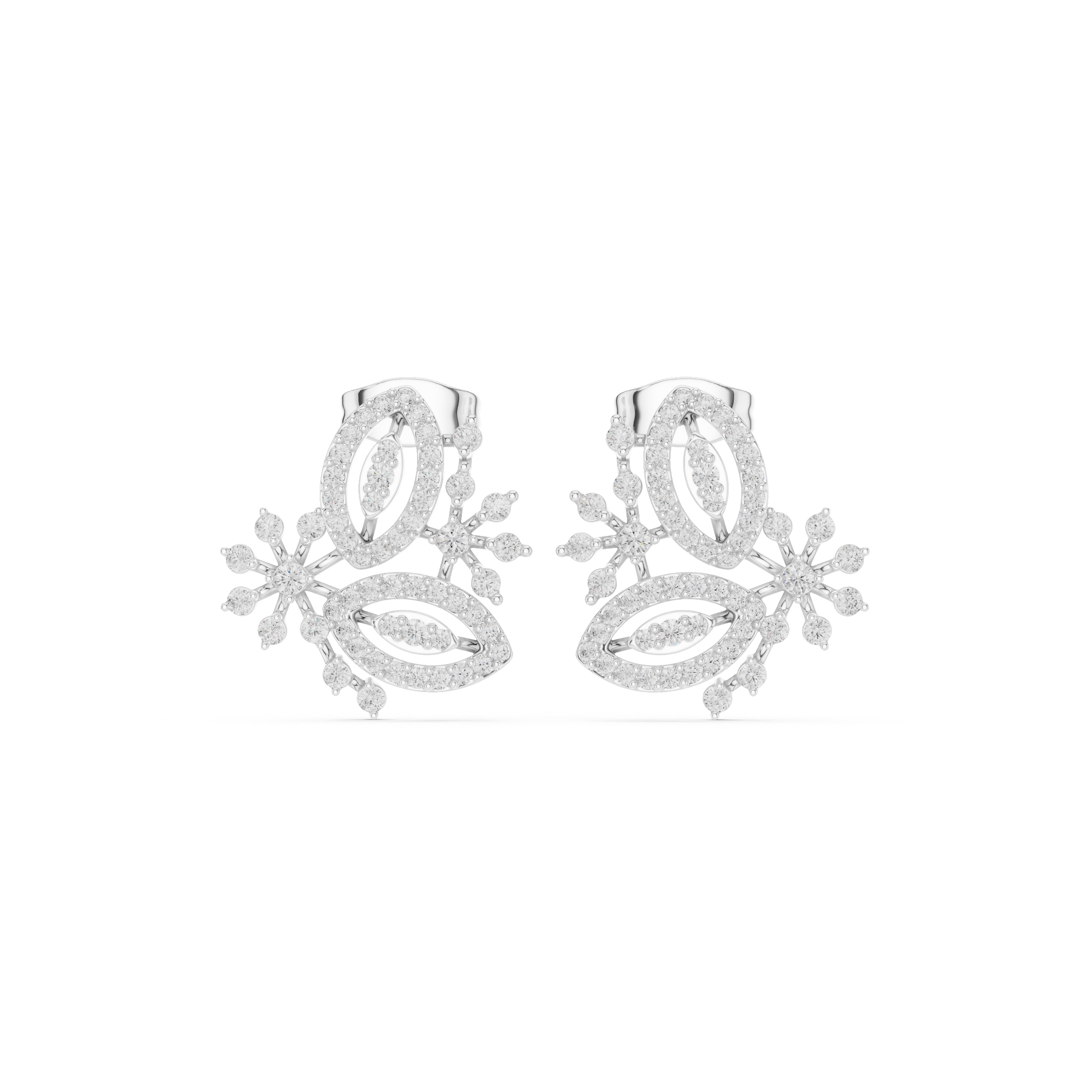 Floral Marquise Halo Diamond Statement Earrings