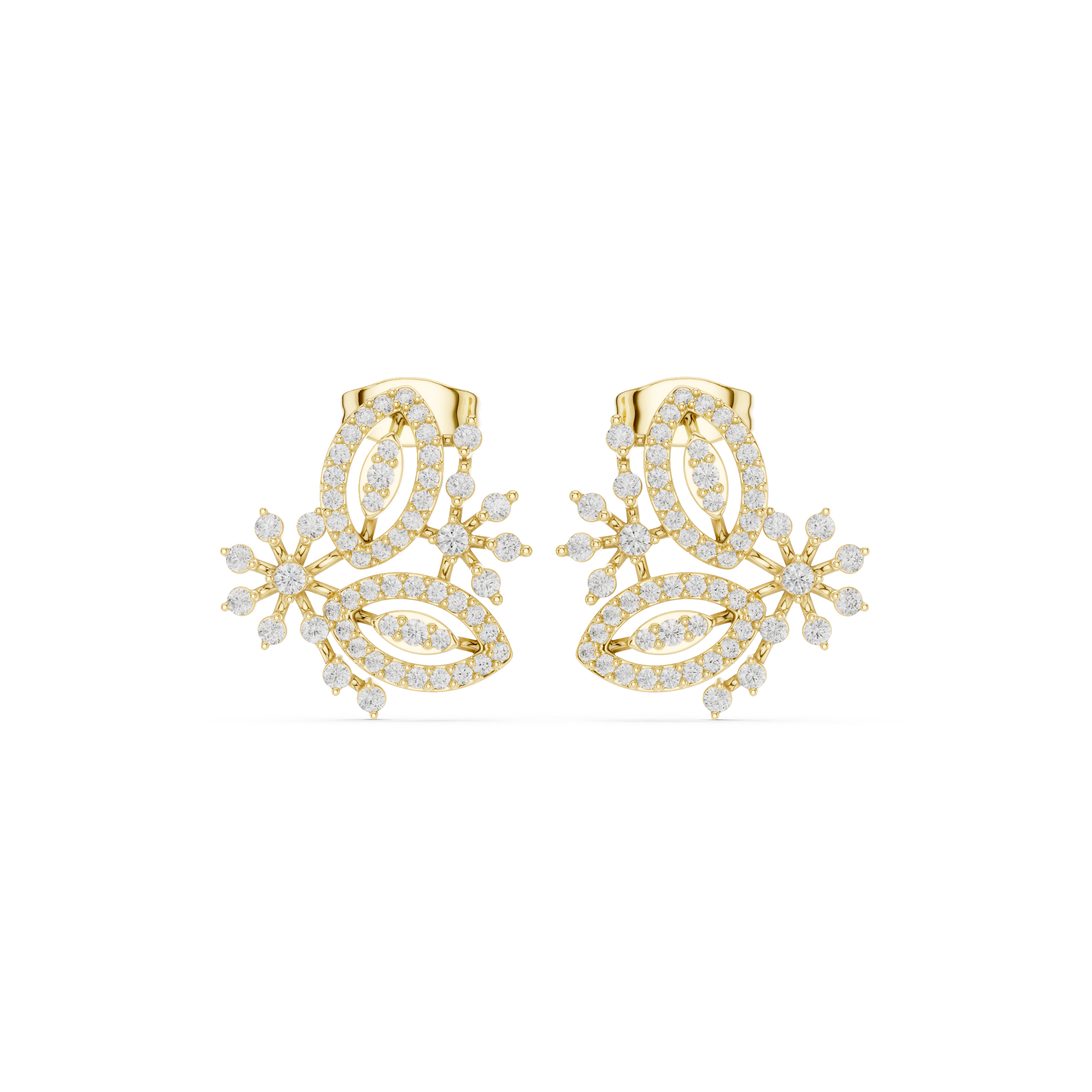 Floral Marquise Halo Diamond Statement Earrings