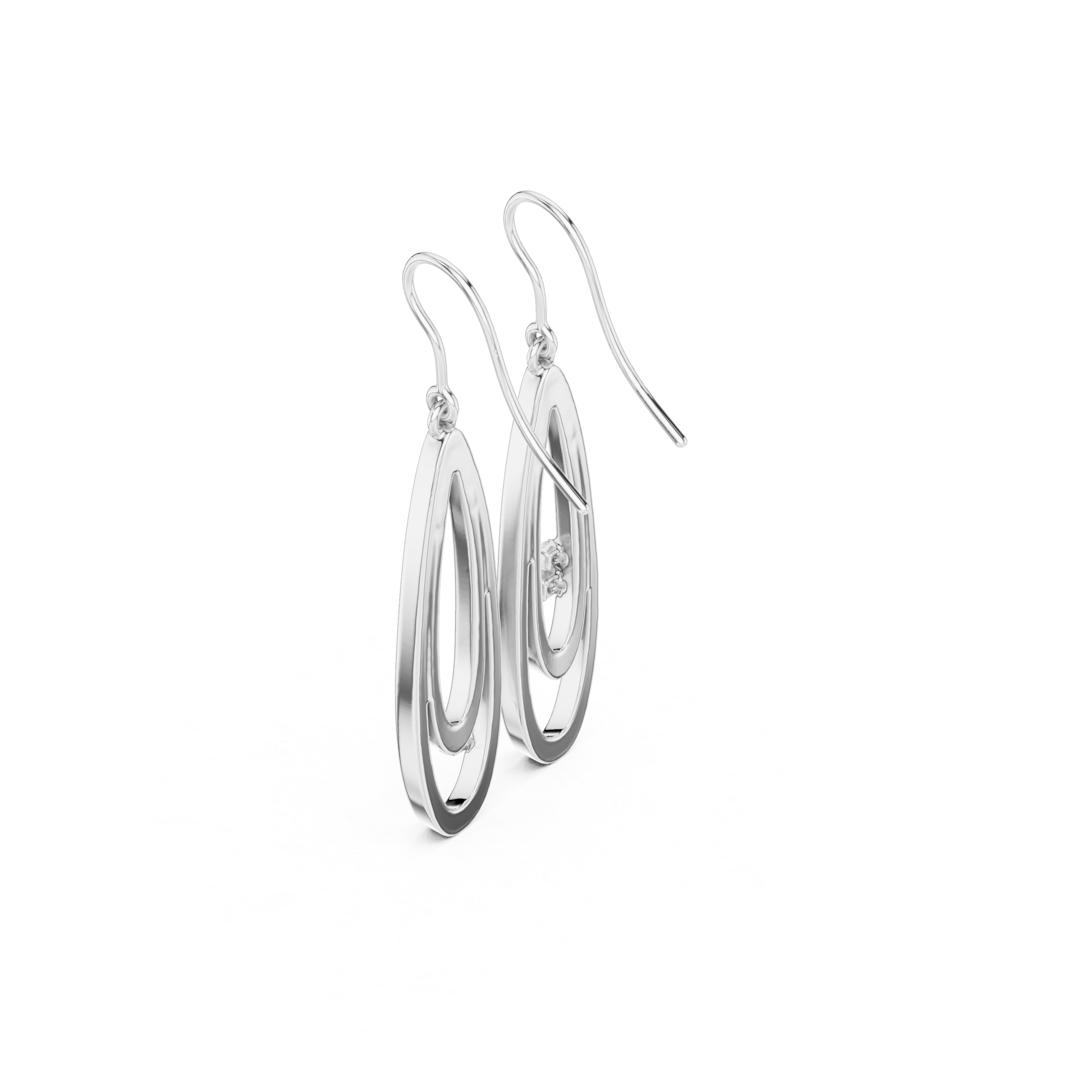 Double Oval Open Drop Diamond Earrings