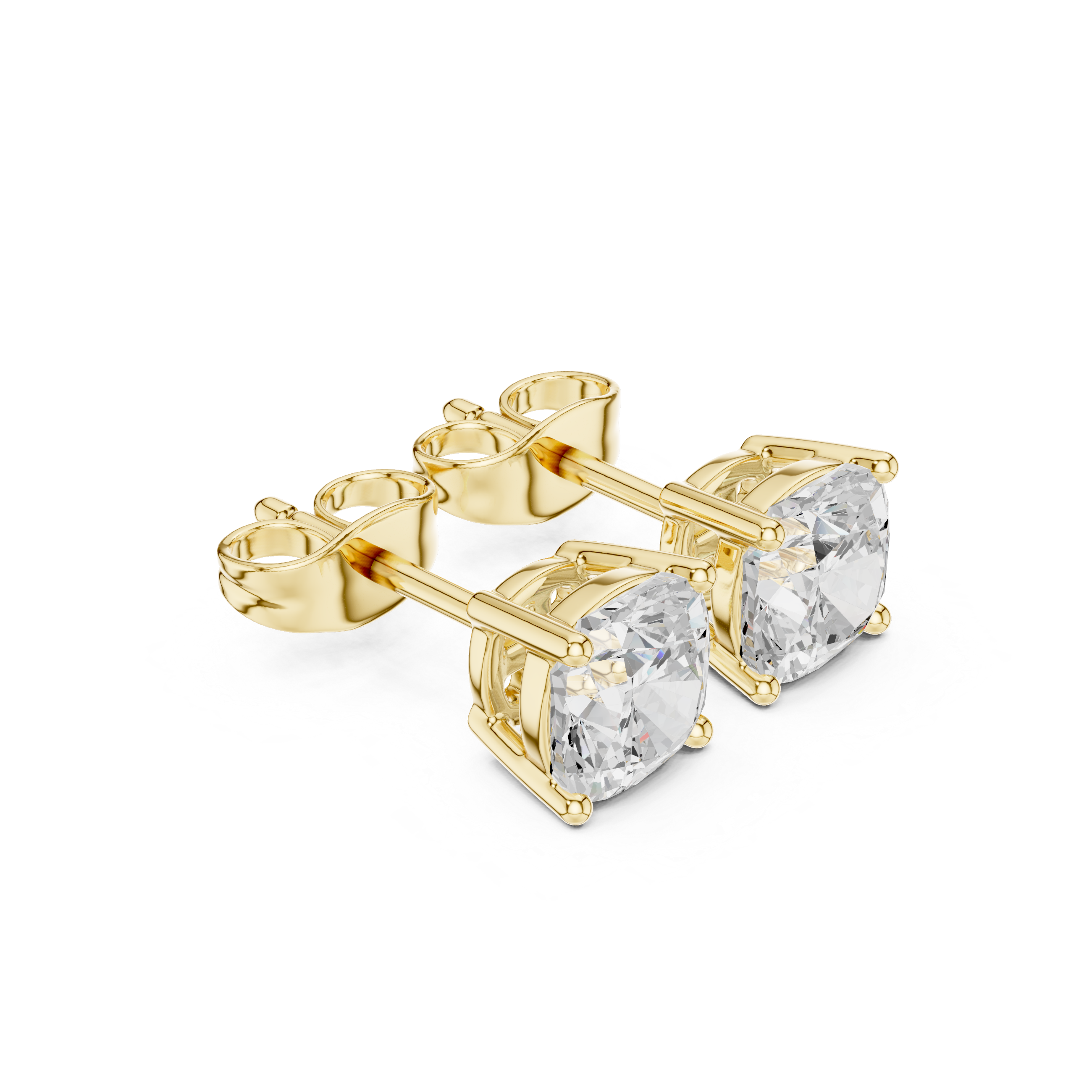 Cushion Cut Solitaire Stud Earrings