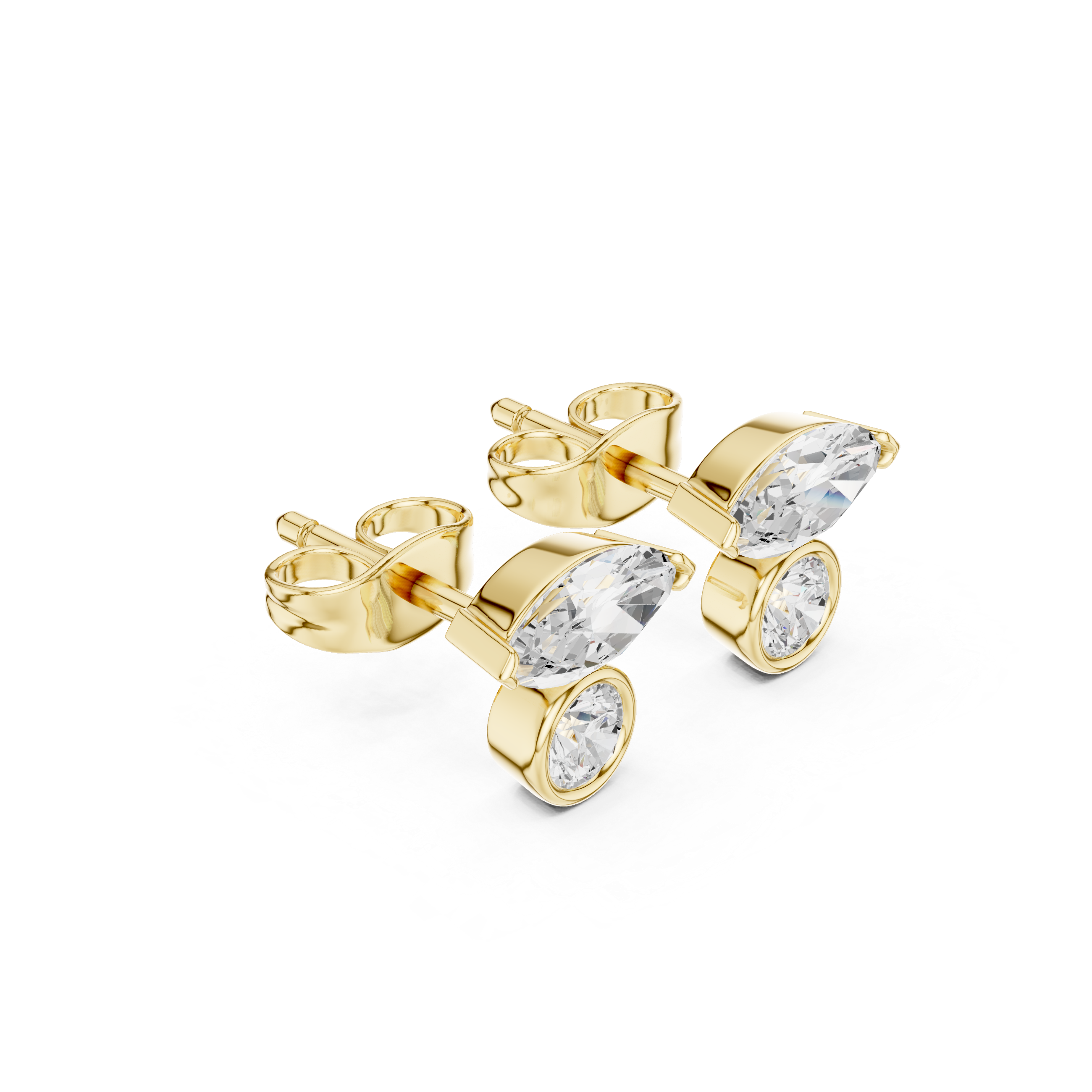 Marquise & Round Diamond Duo Stud Earrings