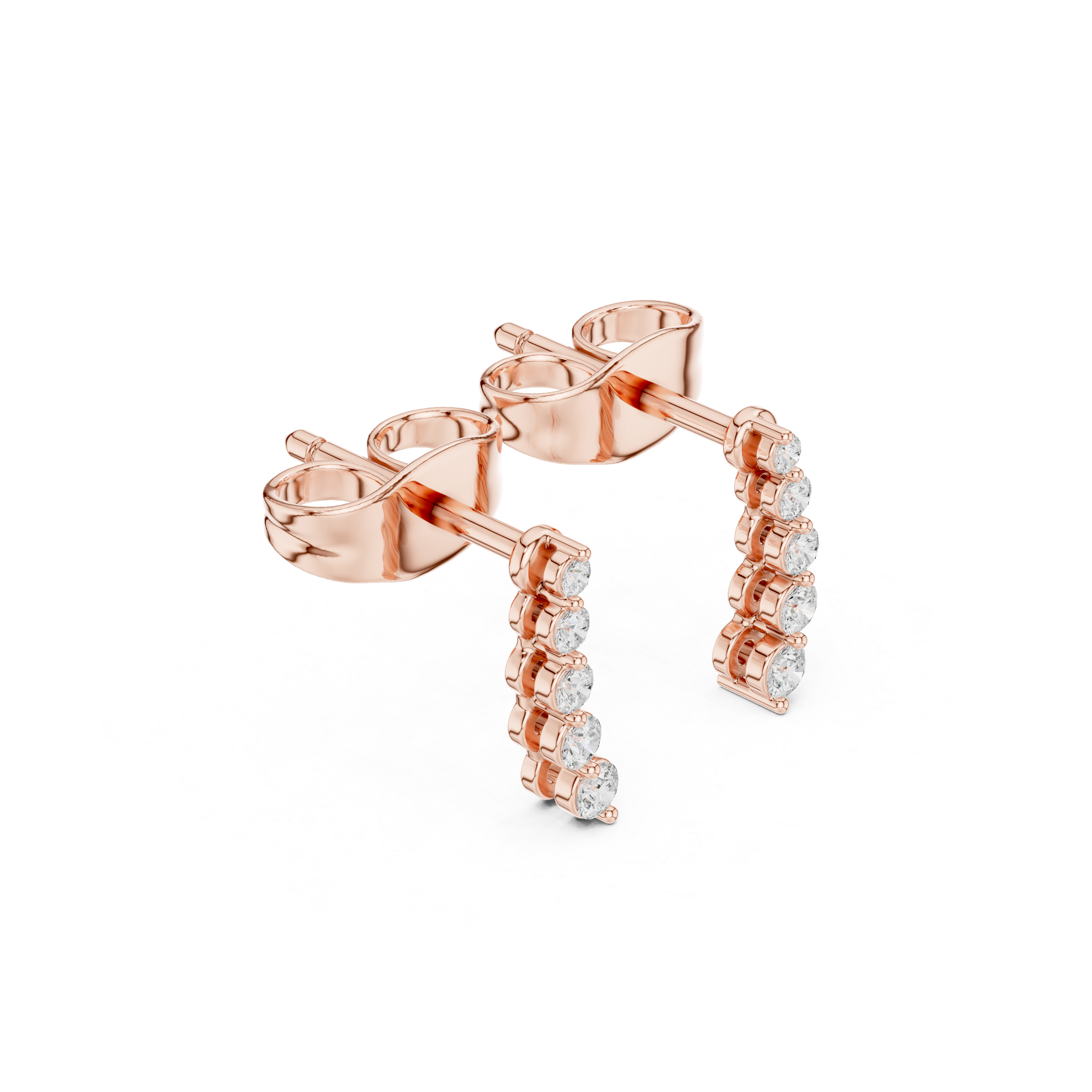 Minimal Drop Diamond Bar Earrings