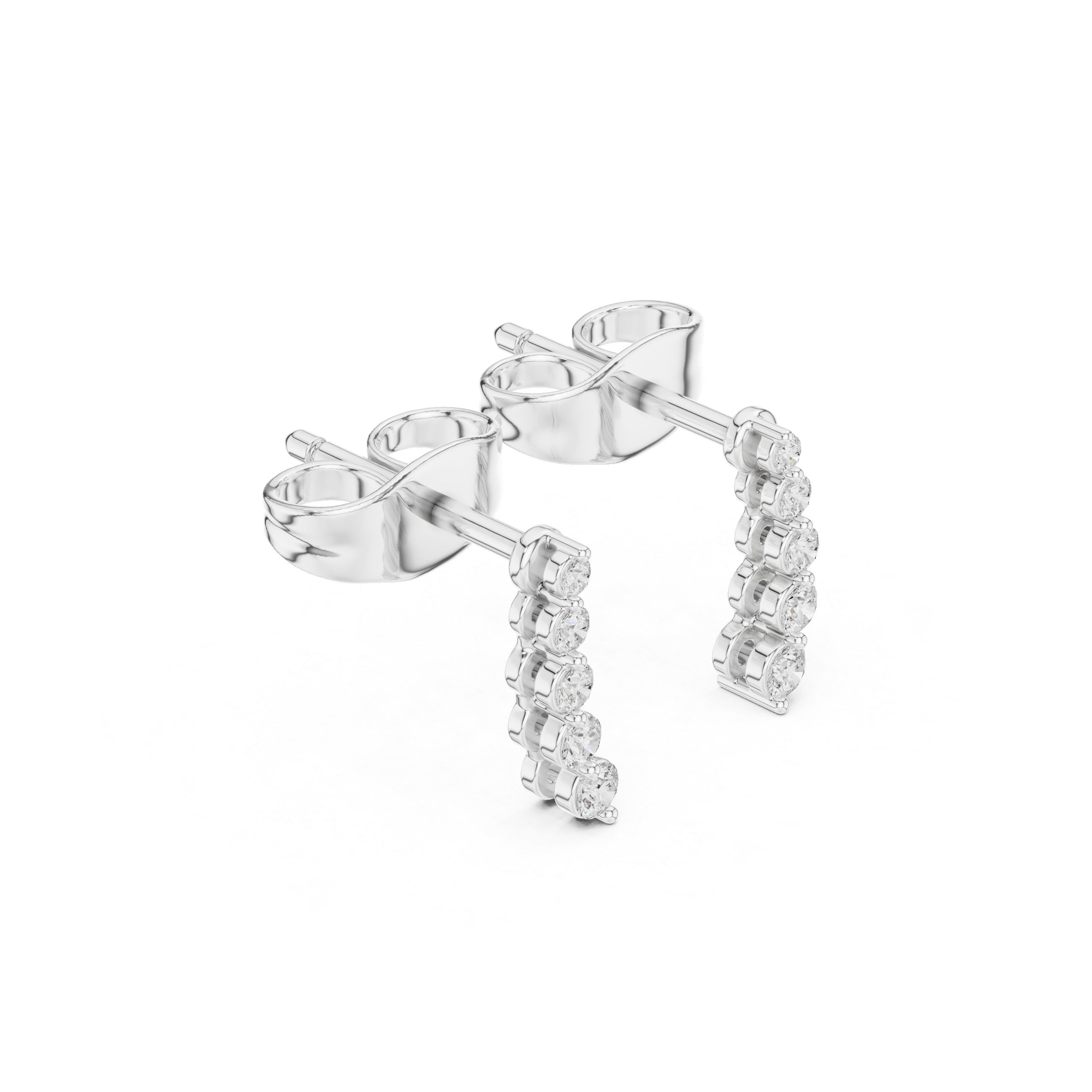 Minimal Drop Diamond Bar Earrings