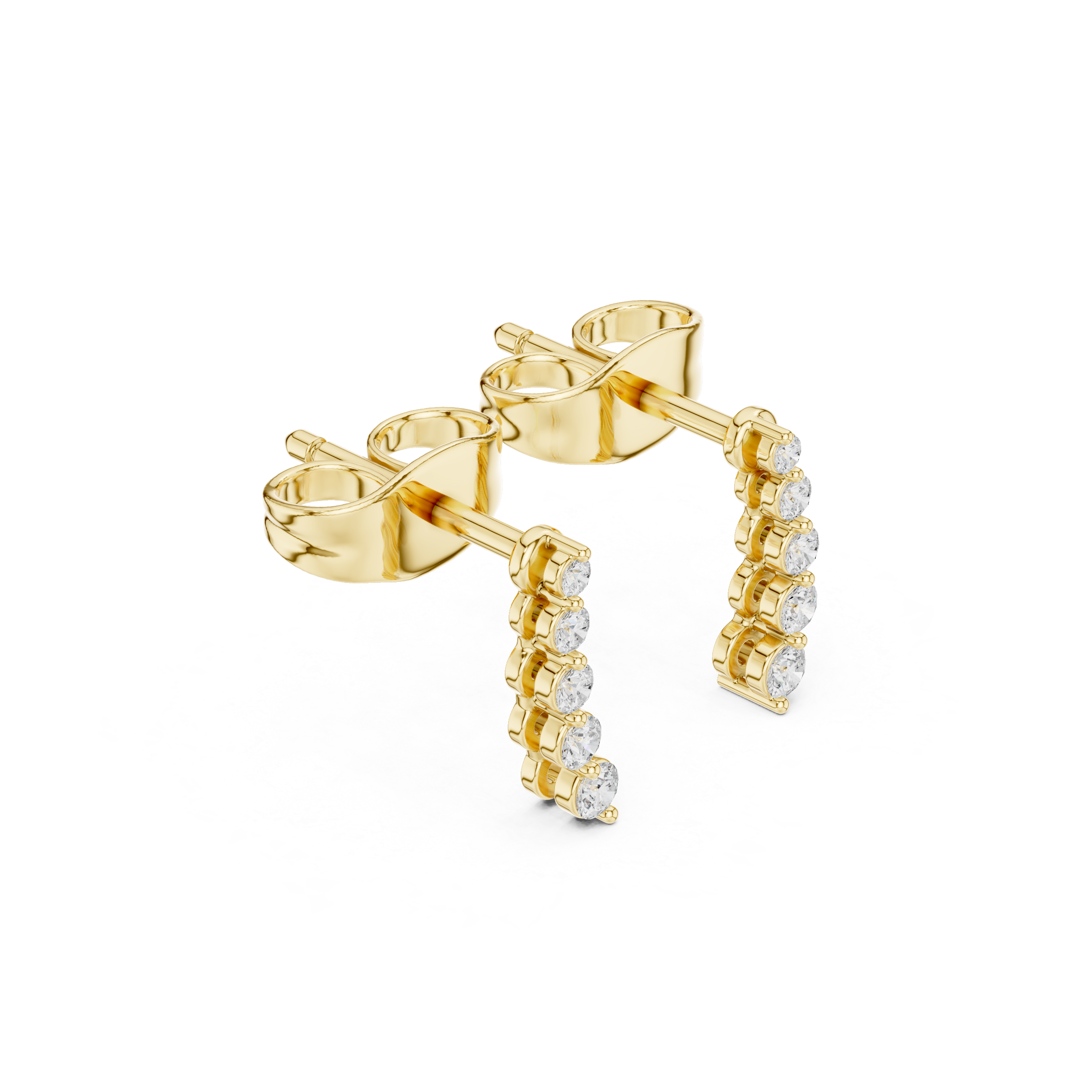 Minimal Drop Diamond Bar Earrings
