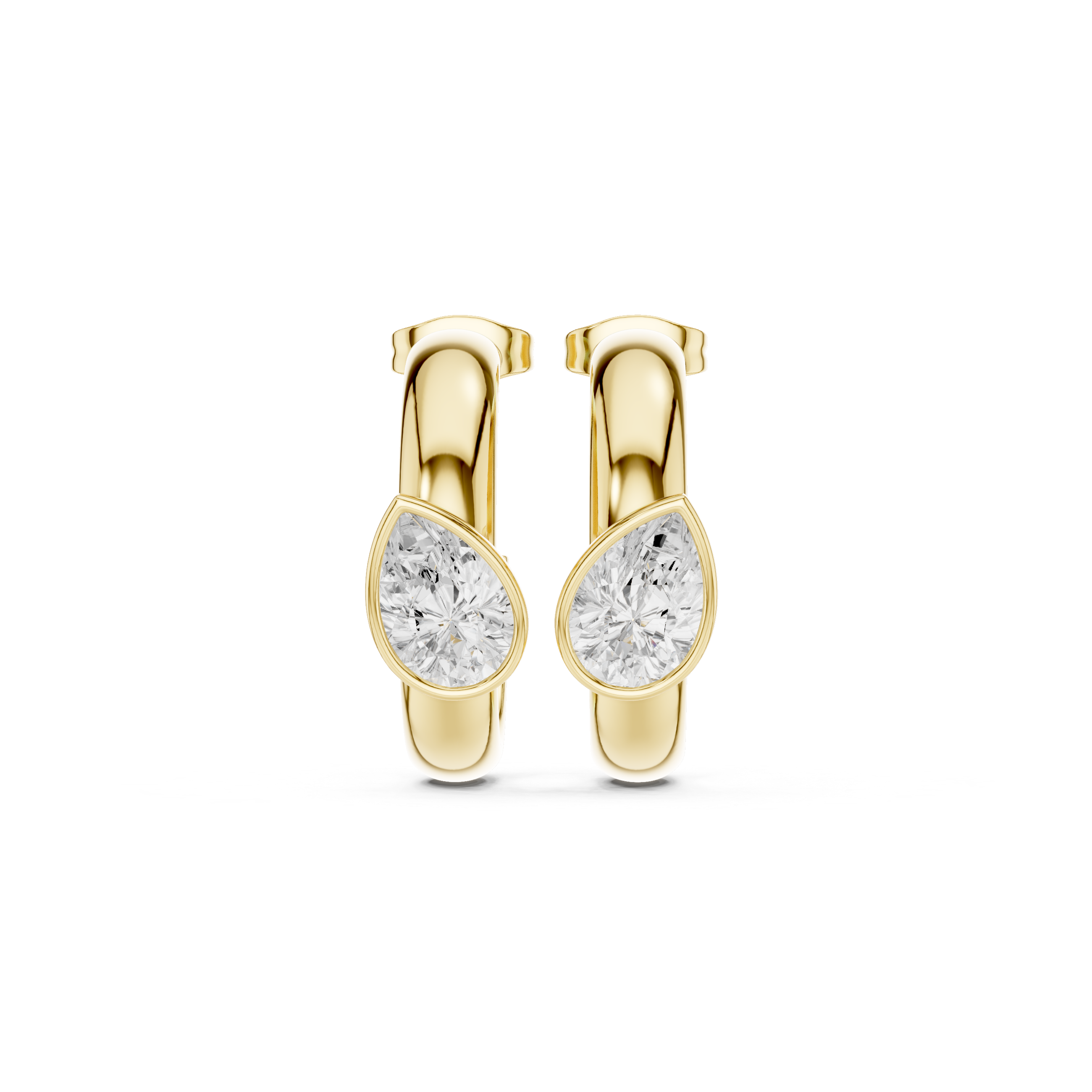 Pear Cut Solitaire Hoop Earrings