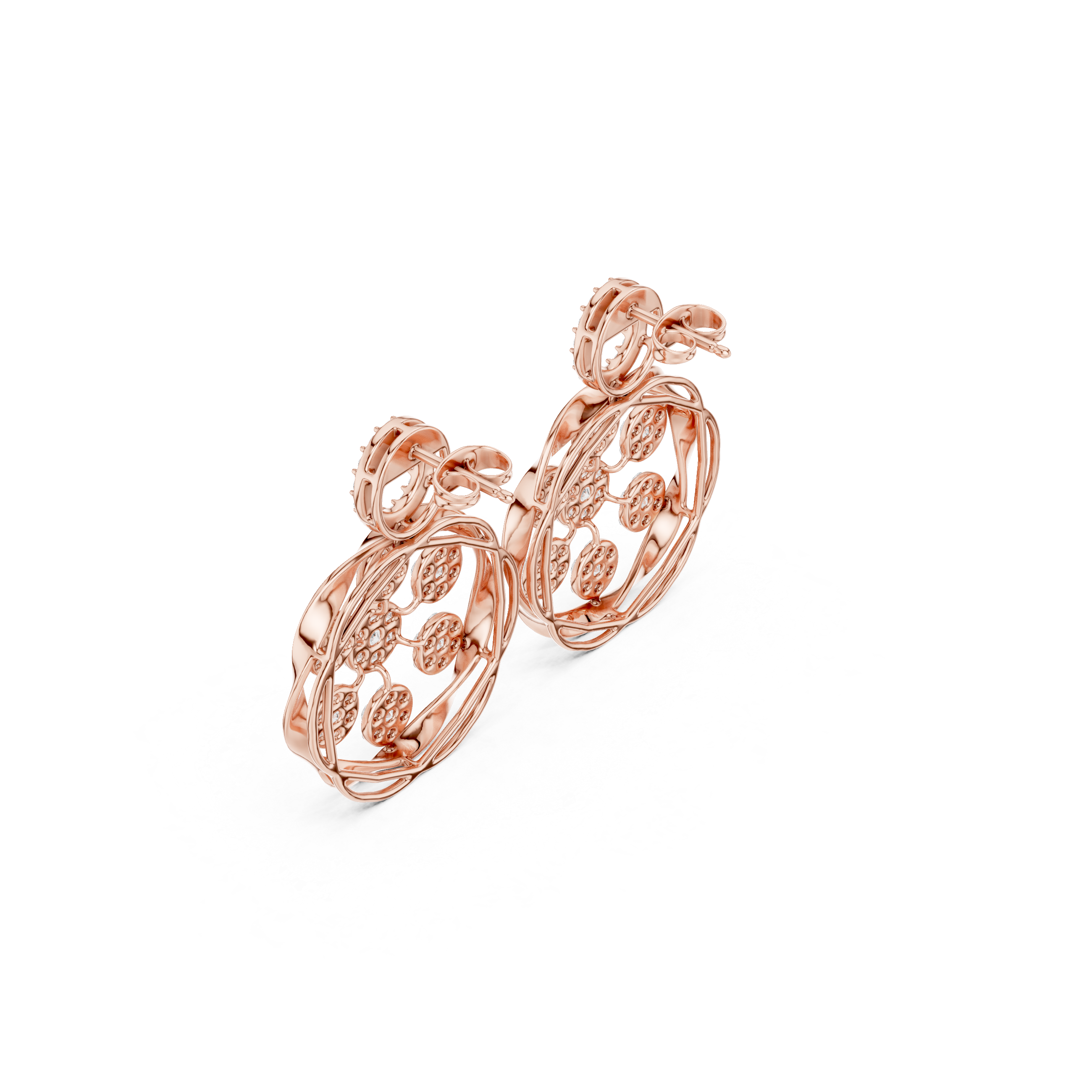 Floral Circle Diamond Drop Earrings