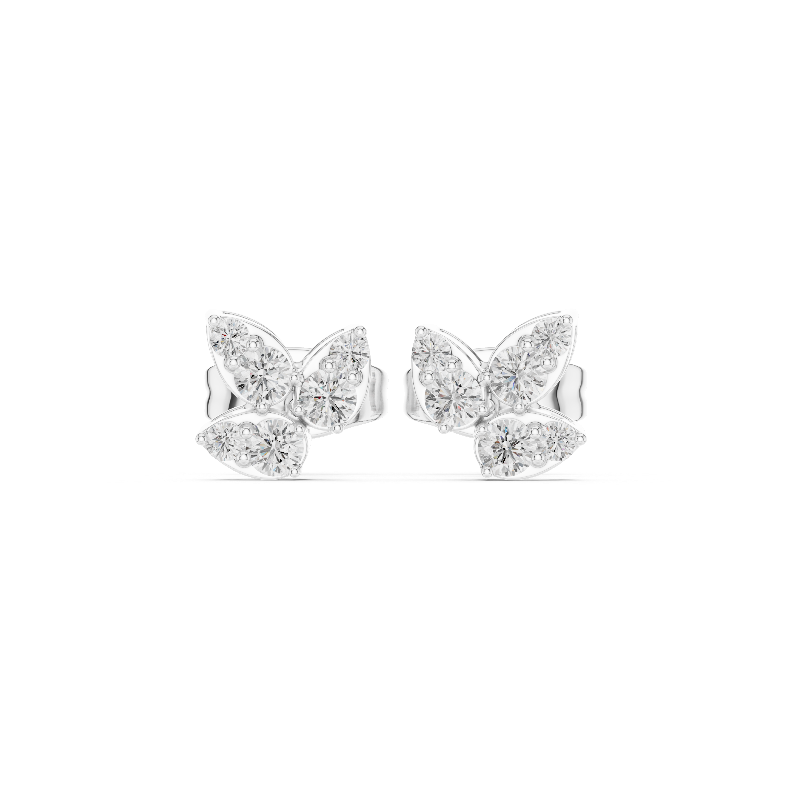 Butterfly Cluster Diamond Stud Earrings