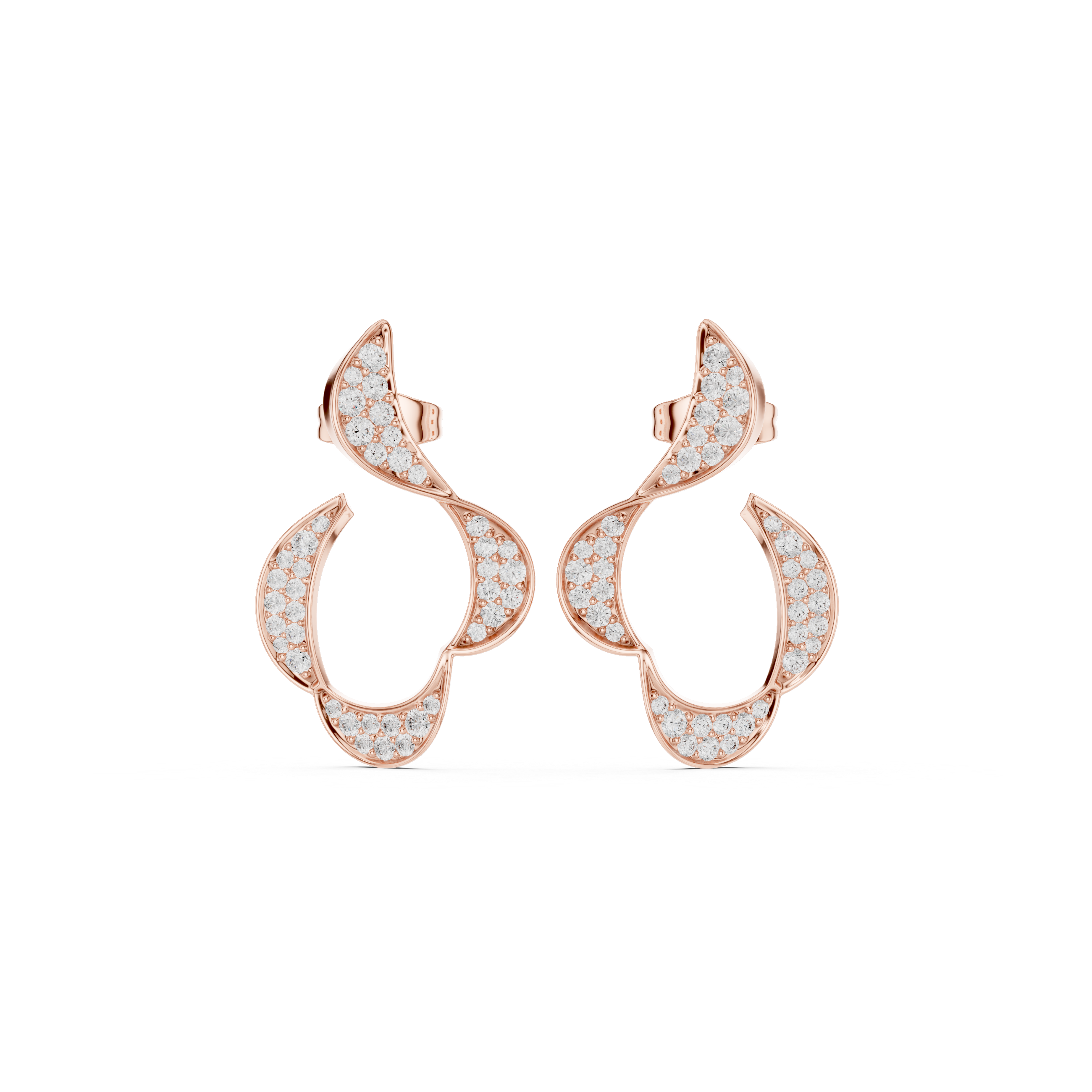 Flowing Leaf Diamond Drop Earrings