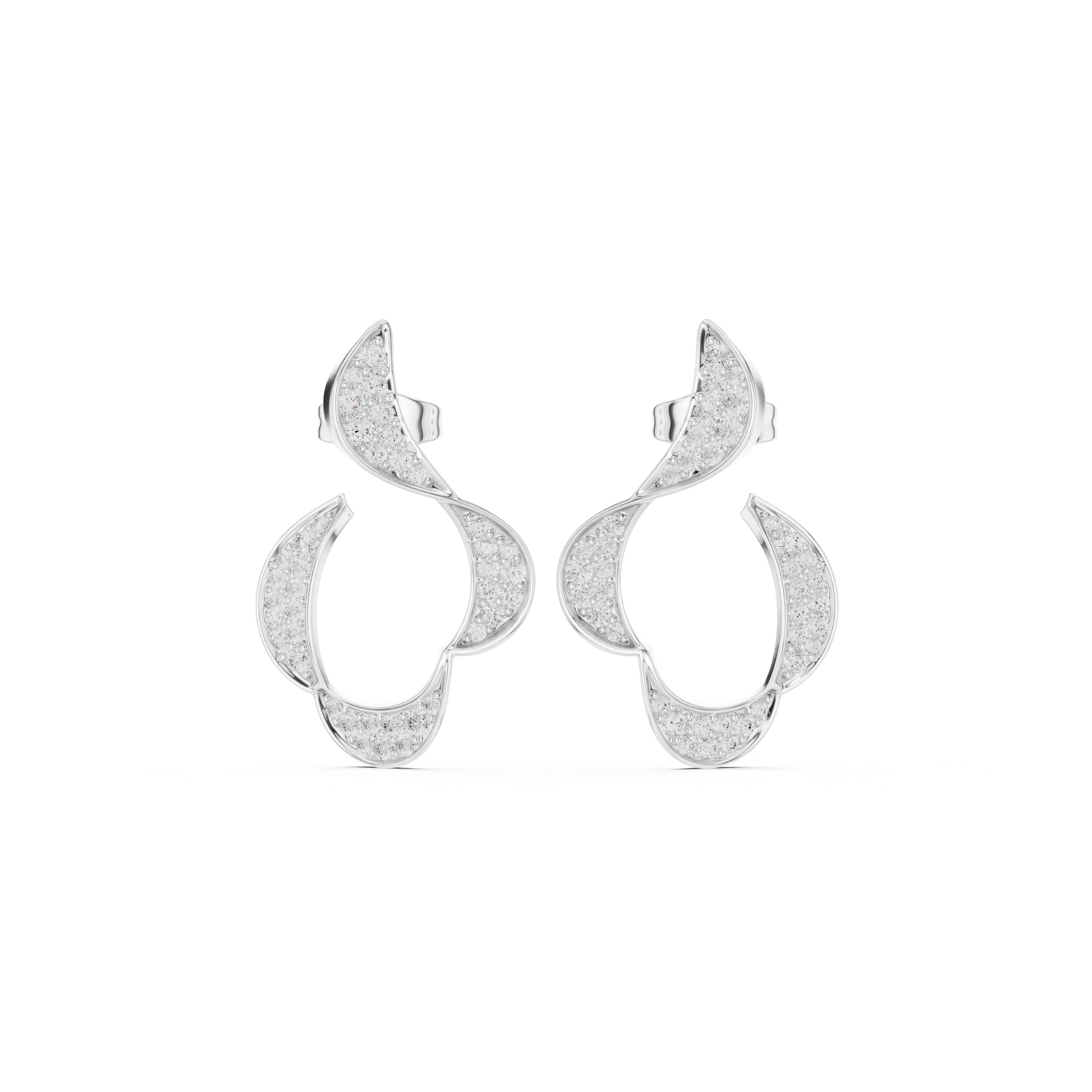 Flowing Leaf Diamond Drop Earrings