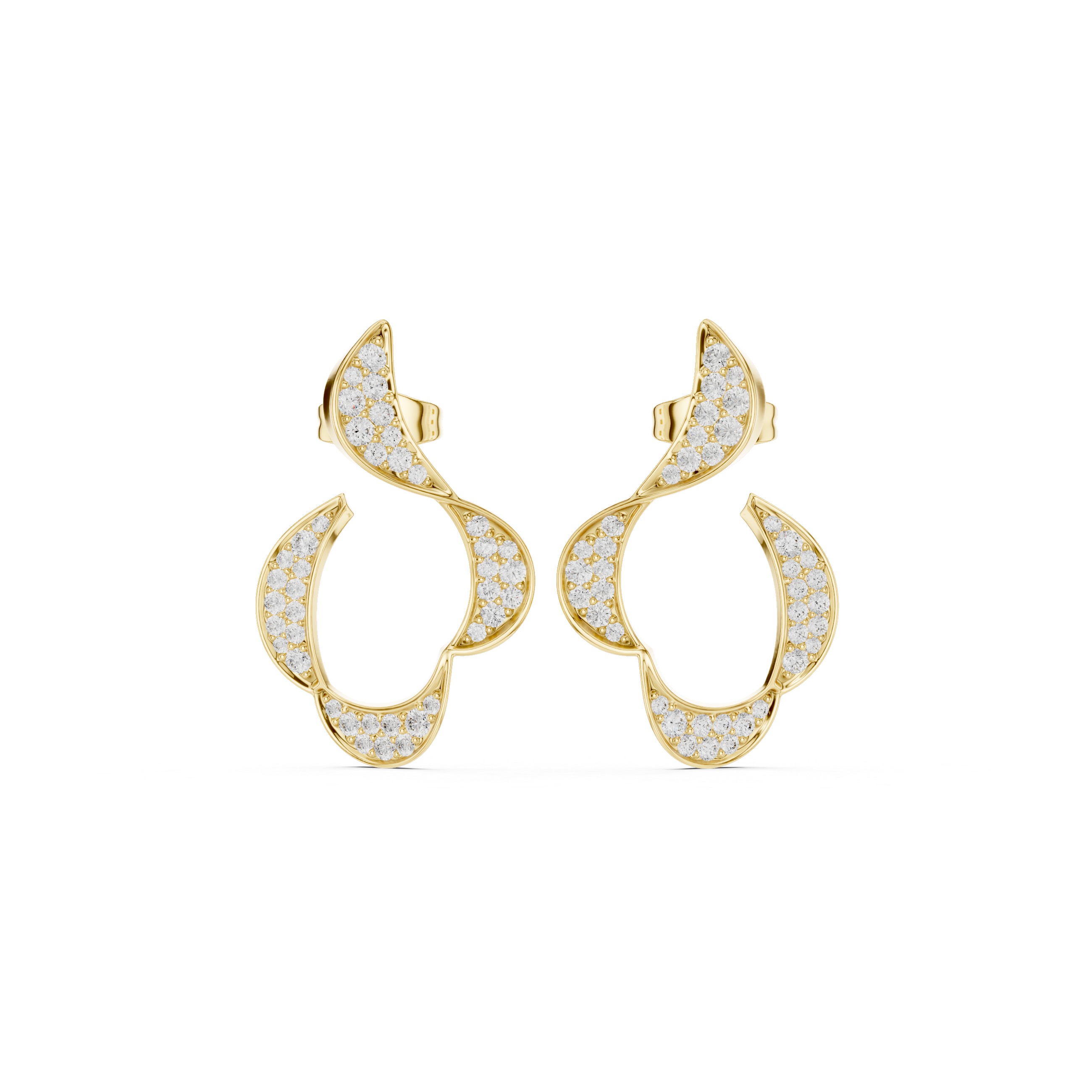 Flowing Leaf Diamond Drop Earrings