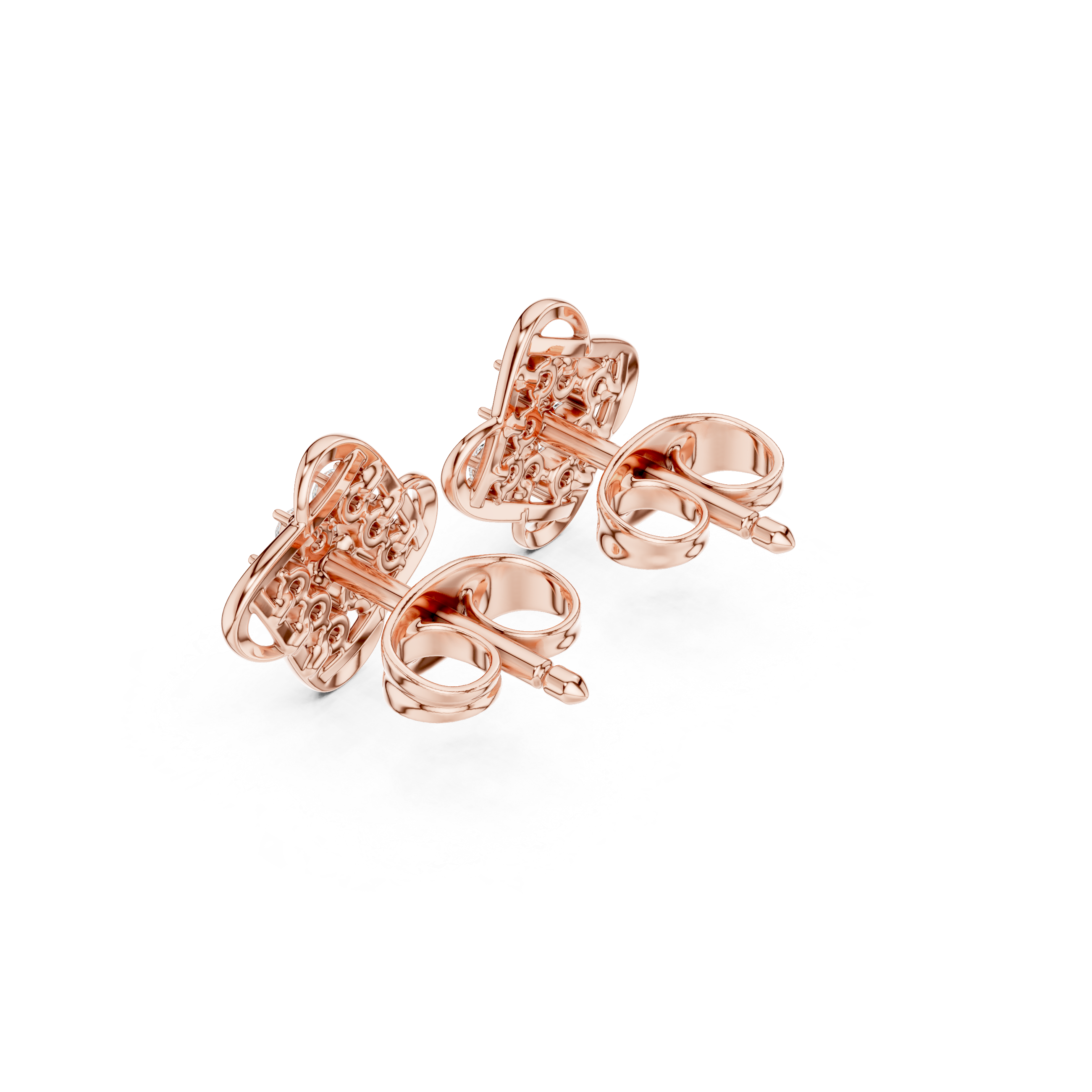 Geometric Clover Diamond Stud Earrings