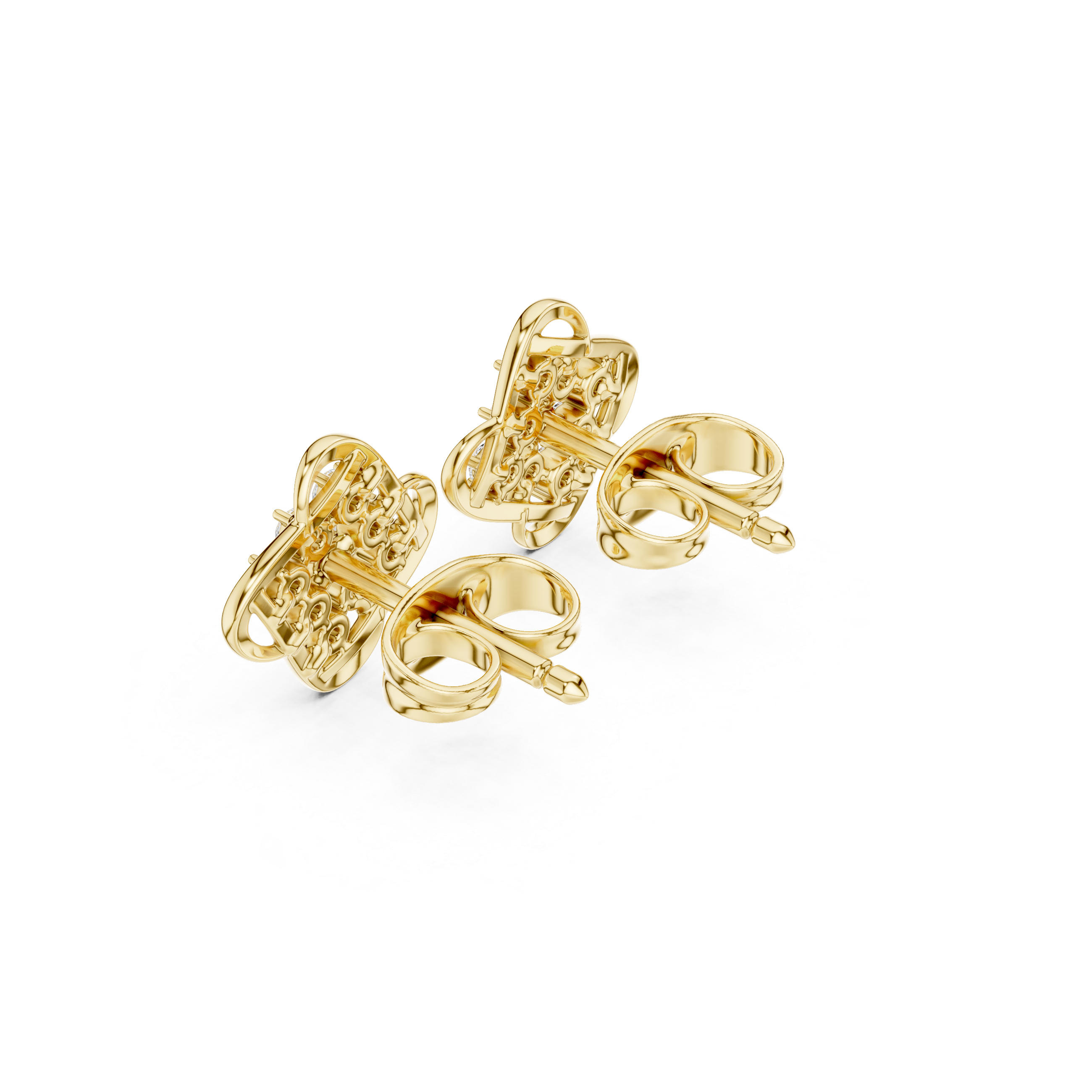 Geometric Clover Diamond Stud Earrings