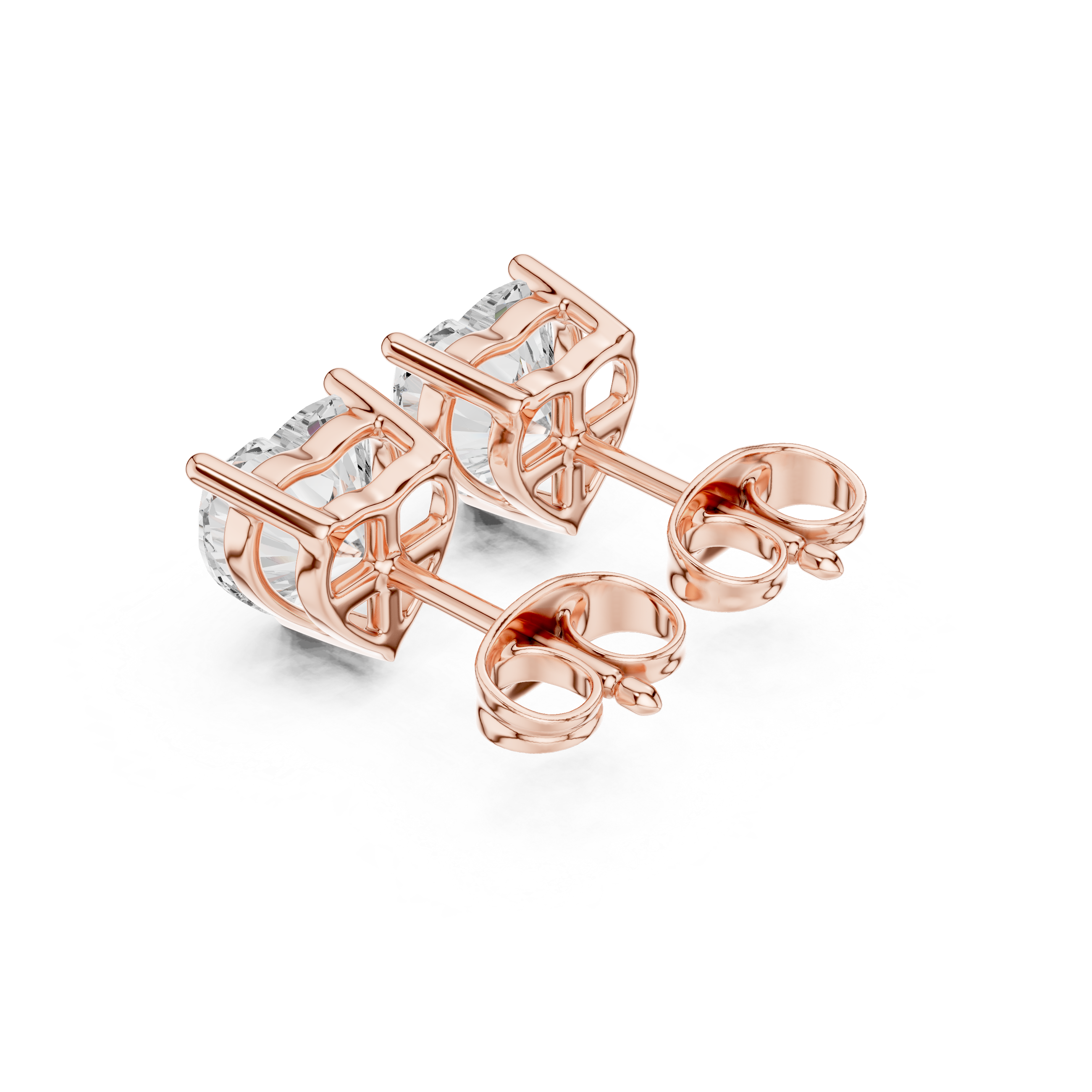 Heart Cut Solitaire Stud Earrings