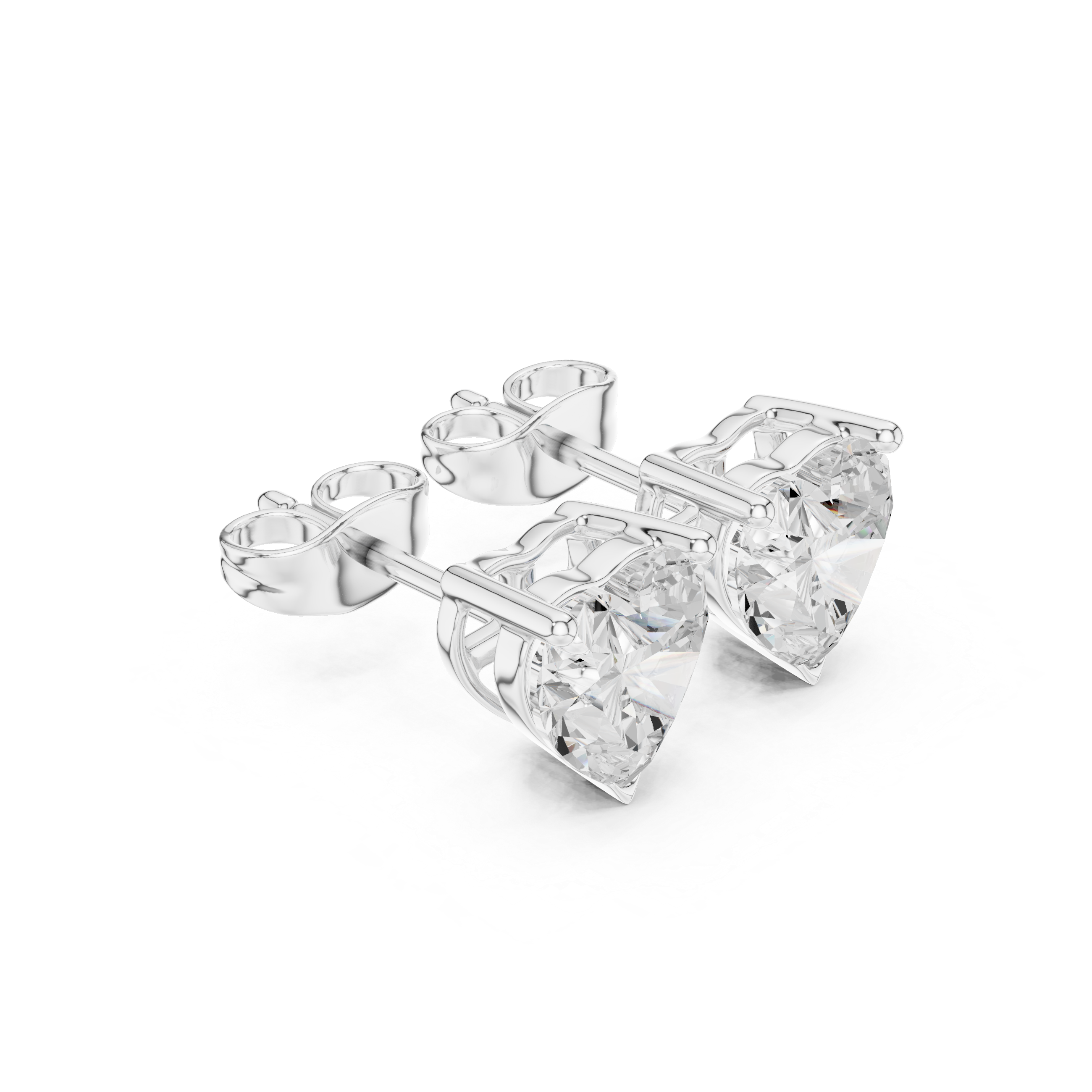 Heart Cut Solitaire Stud Earrings