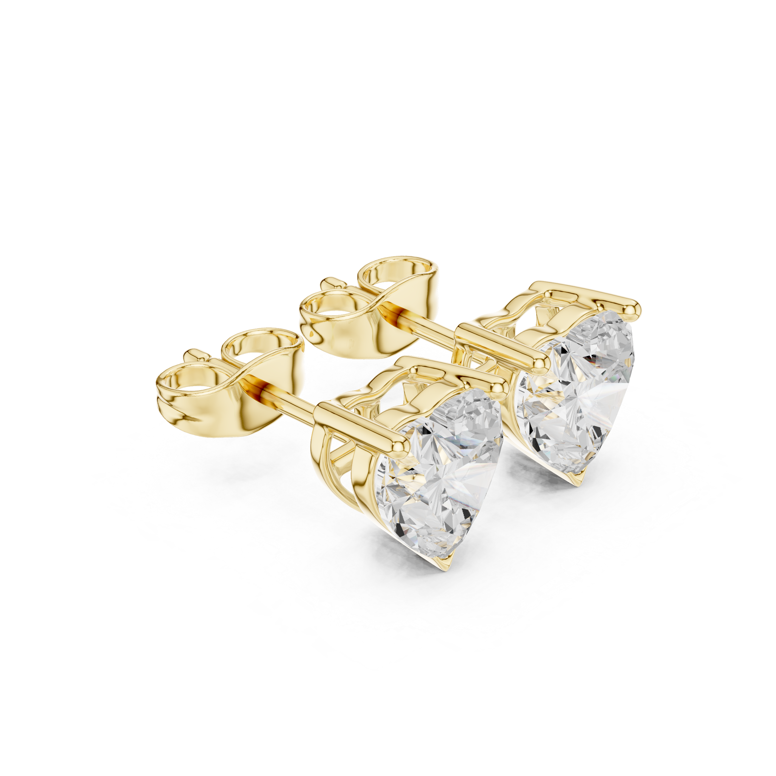 Heart Cut Solitaire Stud Earrings