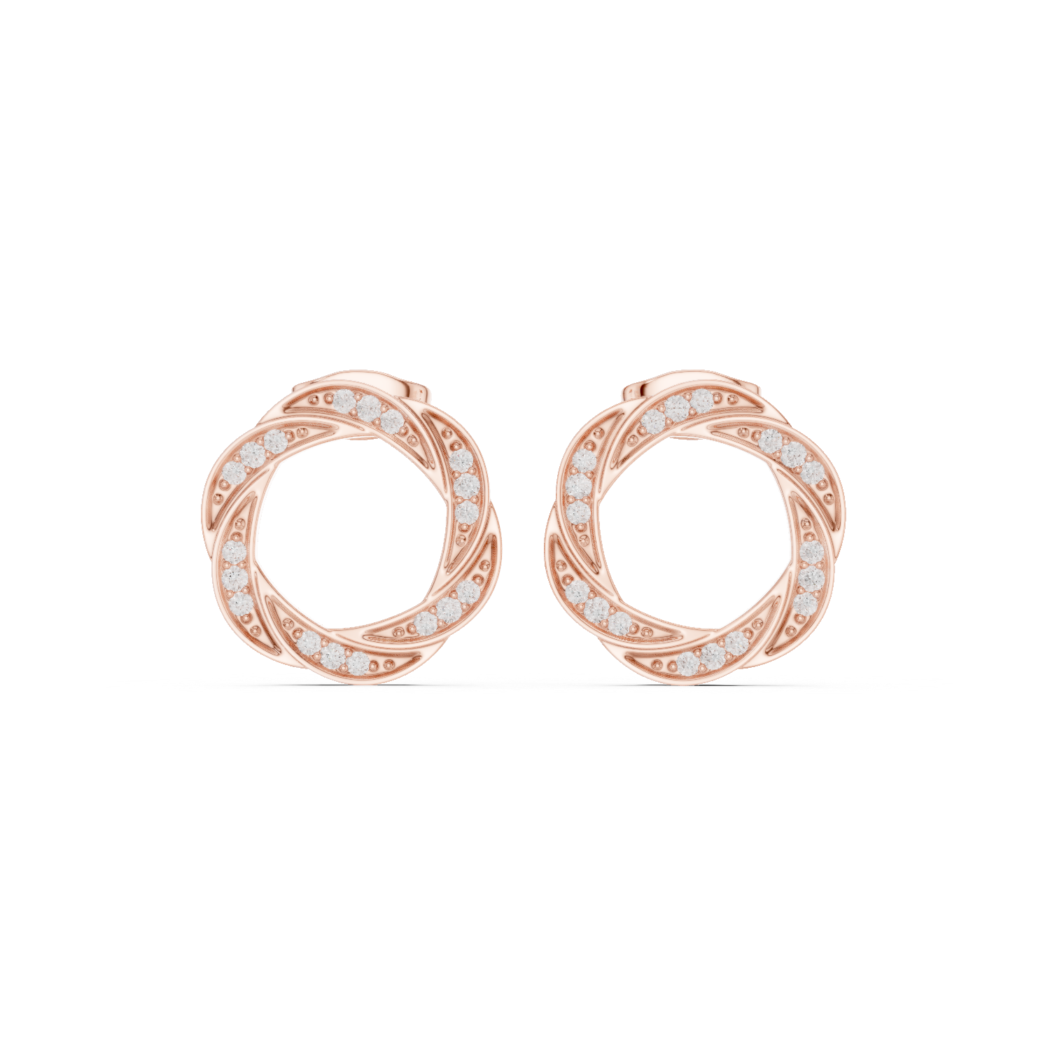 Twisted Circle Diamond Stud Earrings